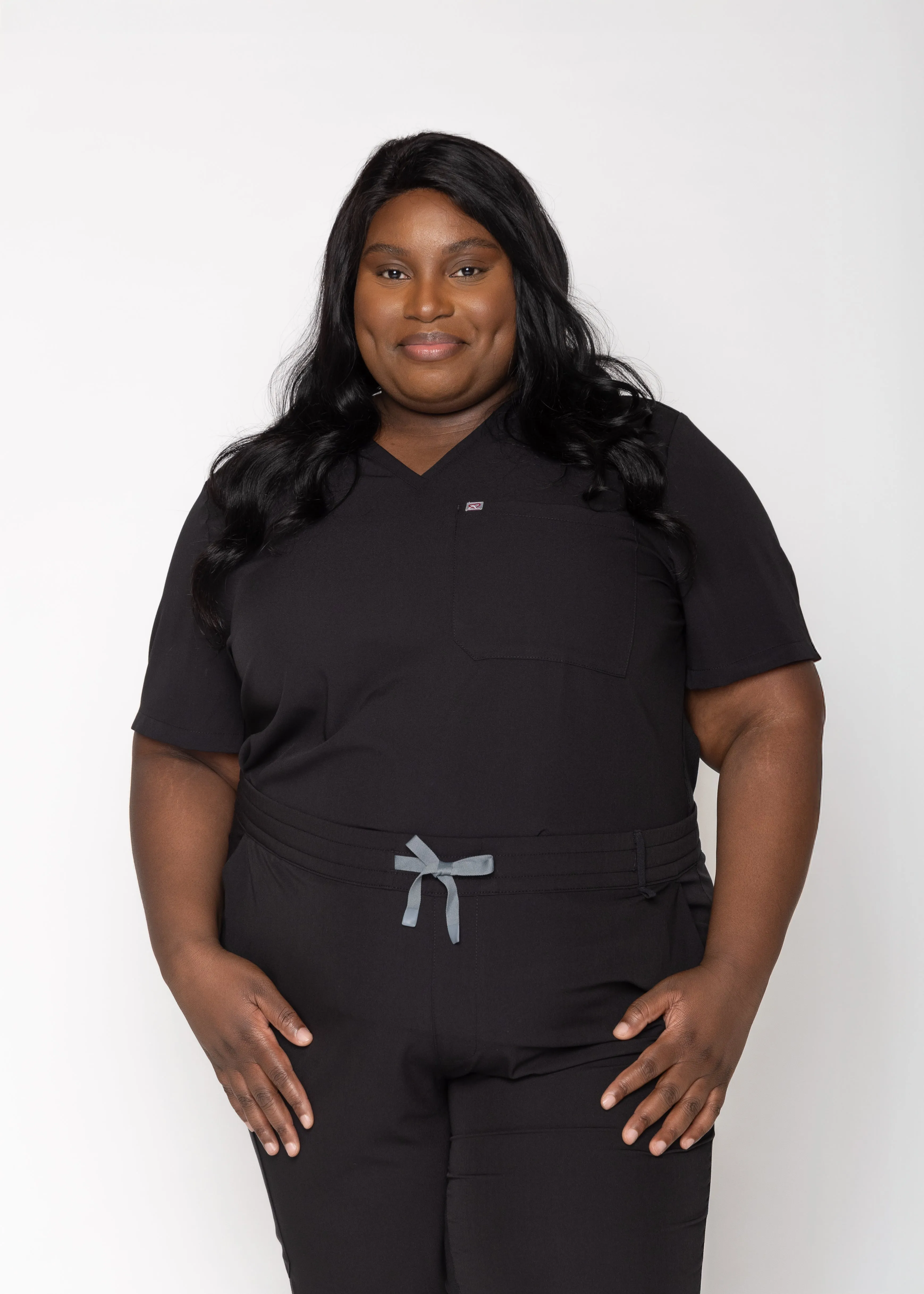 Rose One-Pocket Womens Black Scrub Top sold by Create Amor
