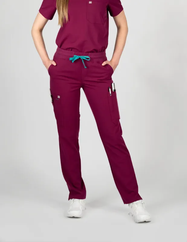 Jasmine Cargo Women's Maroon Scrub Pants sold by Create Amor