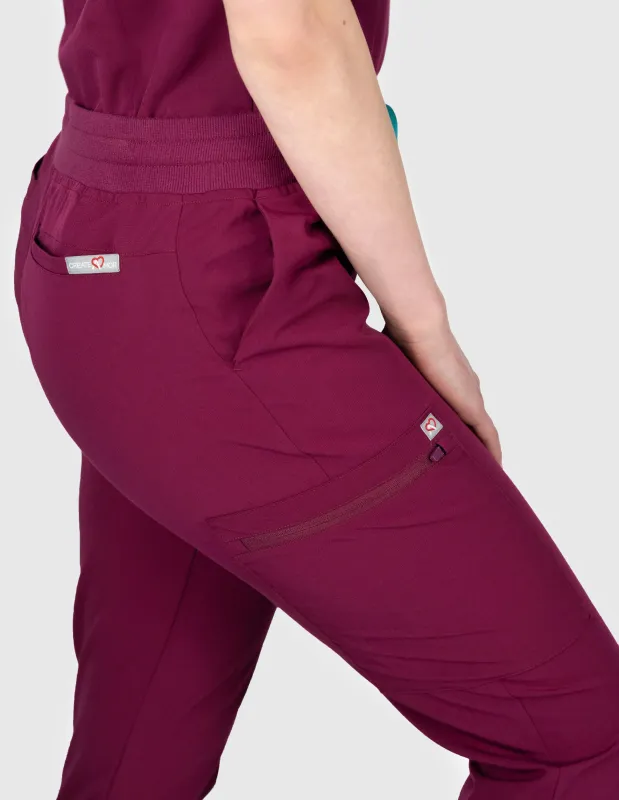 Ivy Jogger Women's Maroon Scrub Pants sold by Create Amor