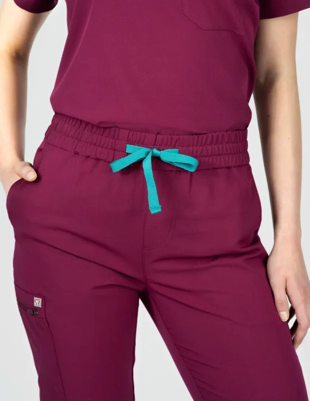 Clover Jogger Women's Maroon Scrub Pants sold by Create Amor