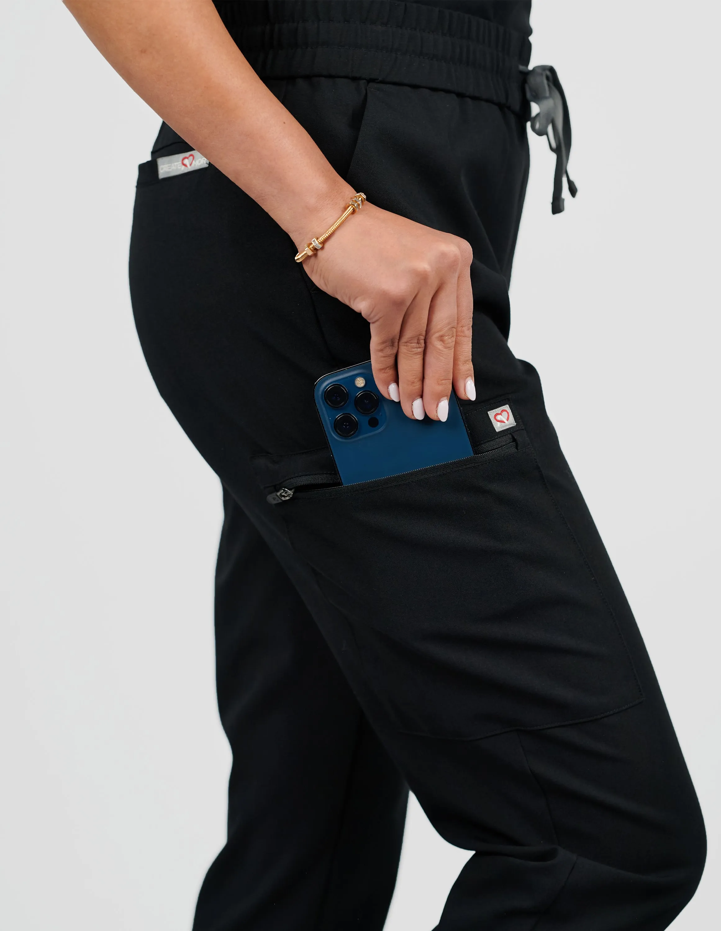 Clover Jogger Women's Black Scrub Pants sold by Create Amor product image thumbnail 4