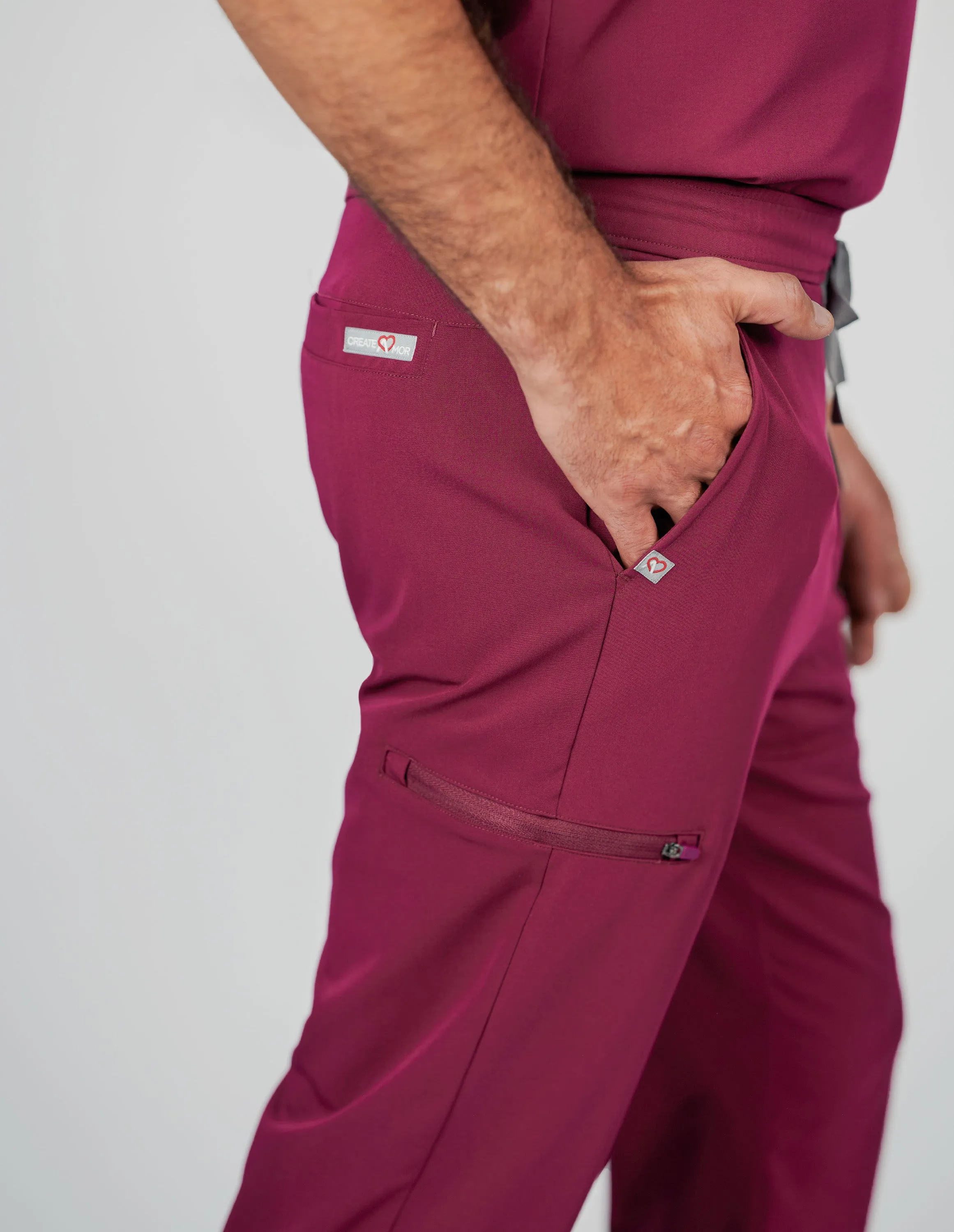 Aspen Jogger Men's Maroon Scrub Pants sold by Create Amor product image thumbnail 3