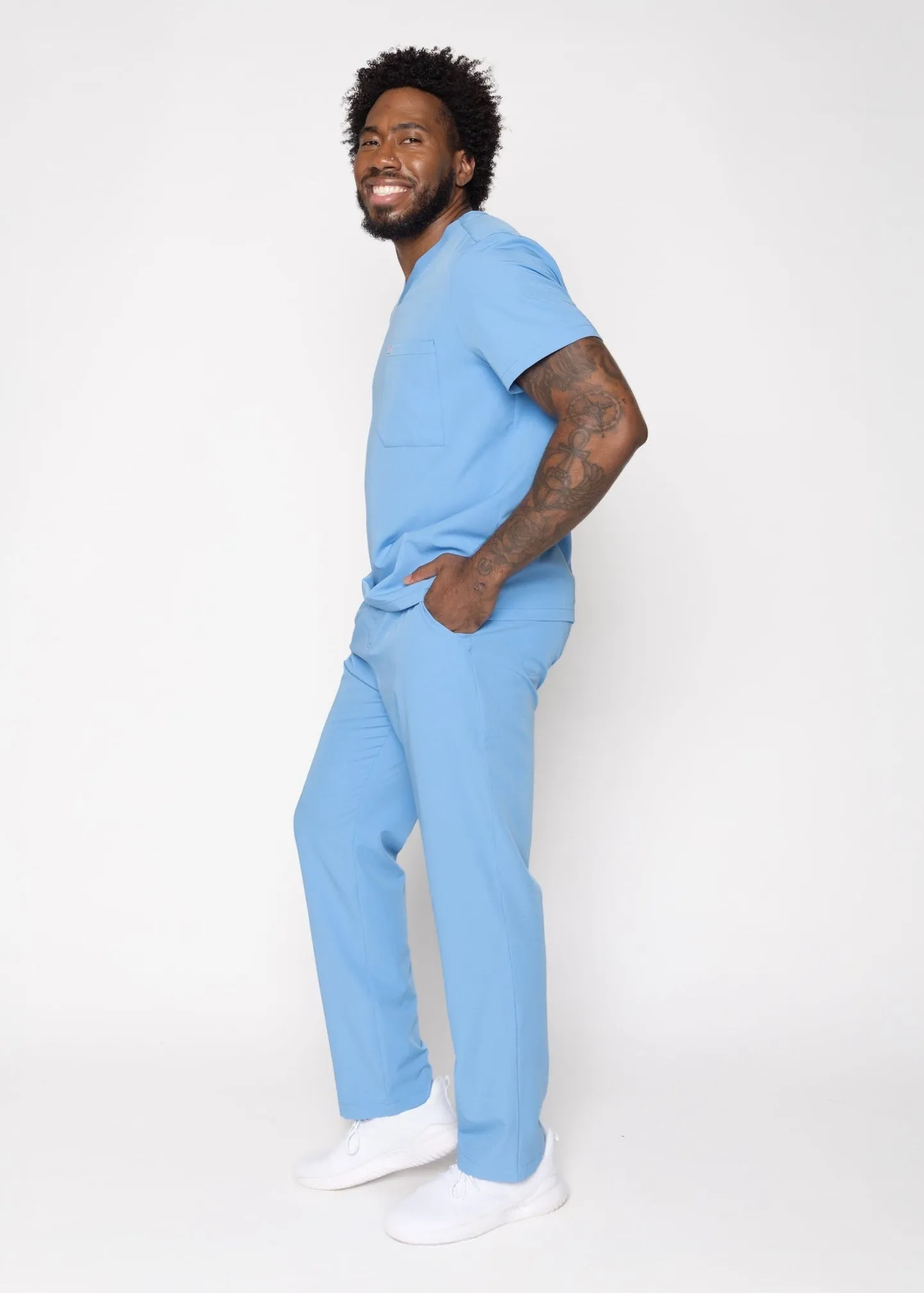 Amalfi Classic Men's Ceil Blue Scrub Pants sold by Create Amor product image thumbnail 3
