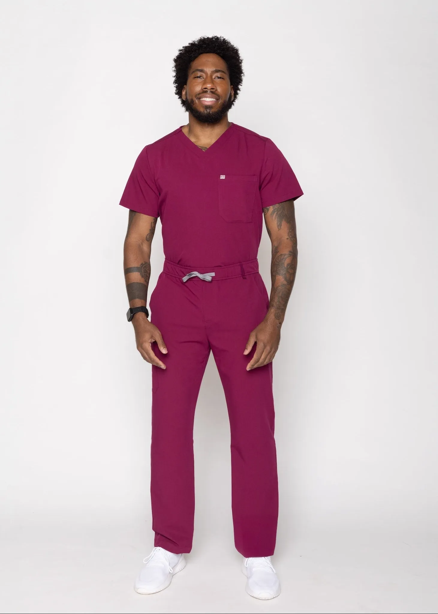 Paris One-Pocket Men's Maroon Scrub Top sold by Create Amor product image thumbnail 4