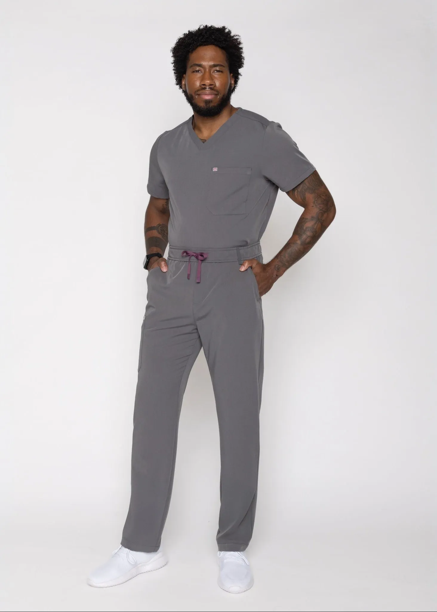 Paris One-Pocket Men's Charcoal Scrub Top sold by Create Amor product image thumbnail 2