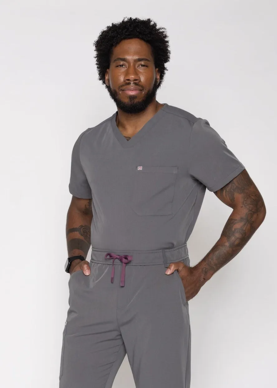 Paris One-Pocket Men's Charcoal Scrub Top sold by Create Amor