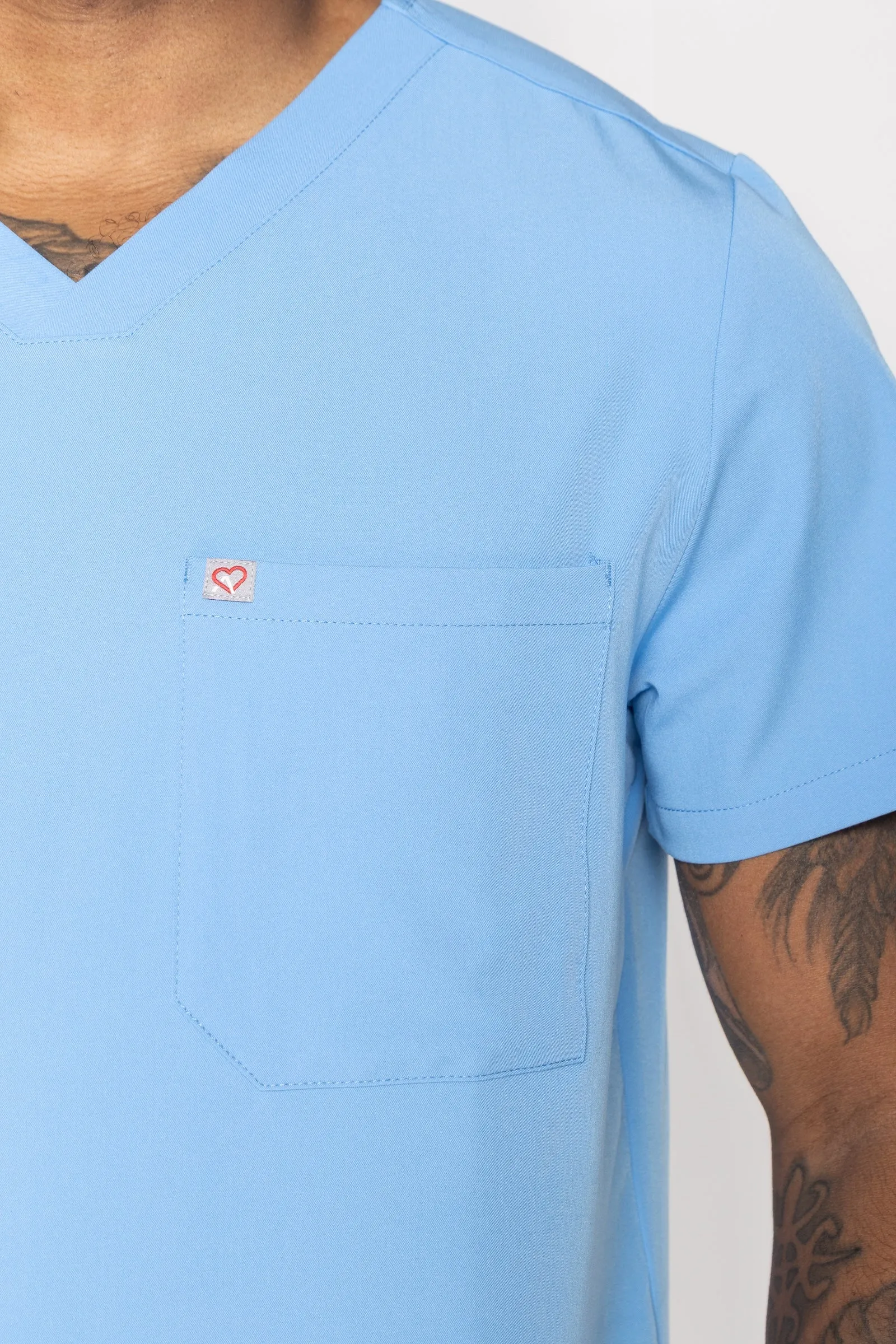 Paris One-Pocket Men's Ceil Blue Scrub Top sold by Create Amor product image thumbnail 2