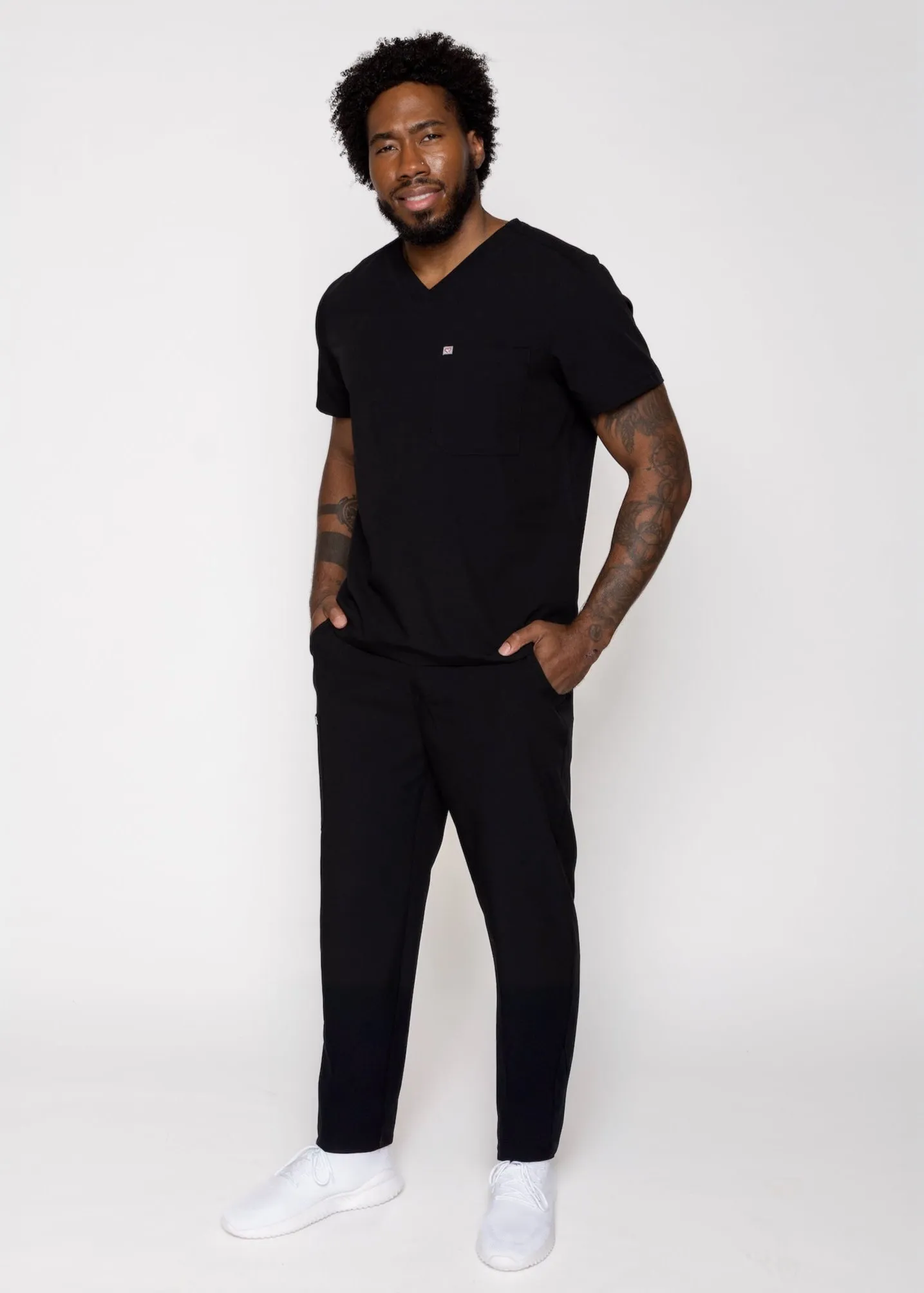 Paris One-Pocket Men's Black Scrub Top sold by Create Amor product image thumbnail 3
