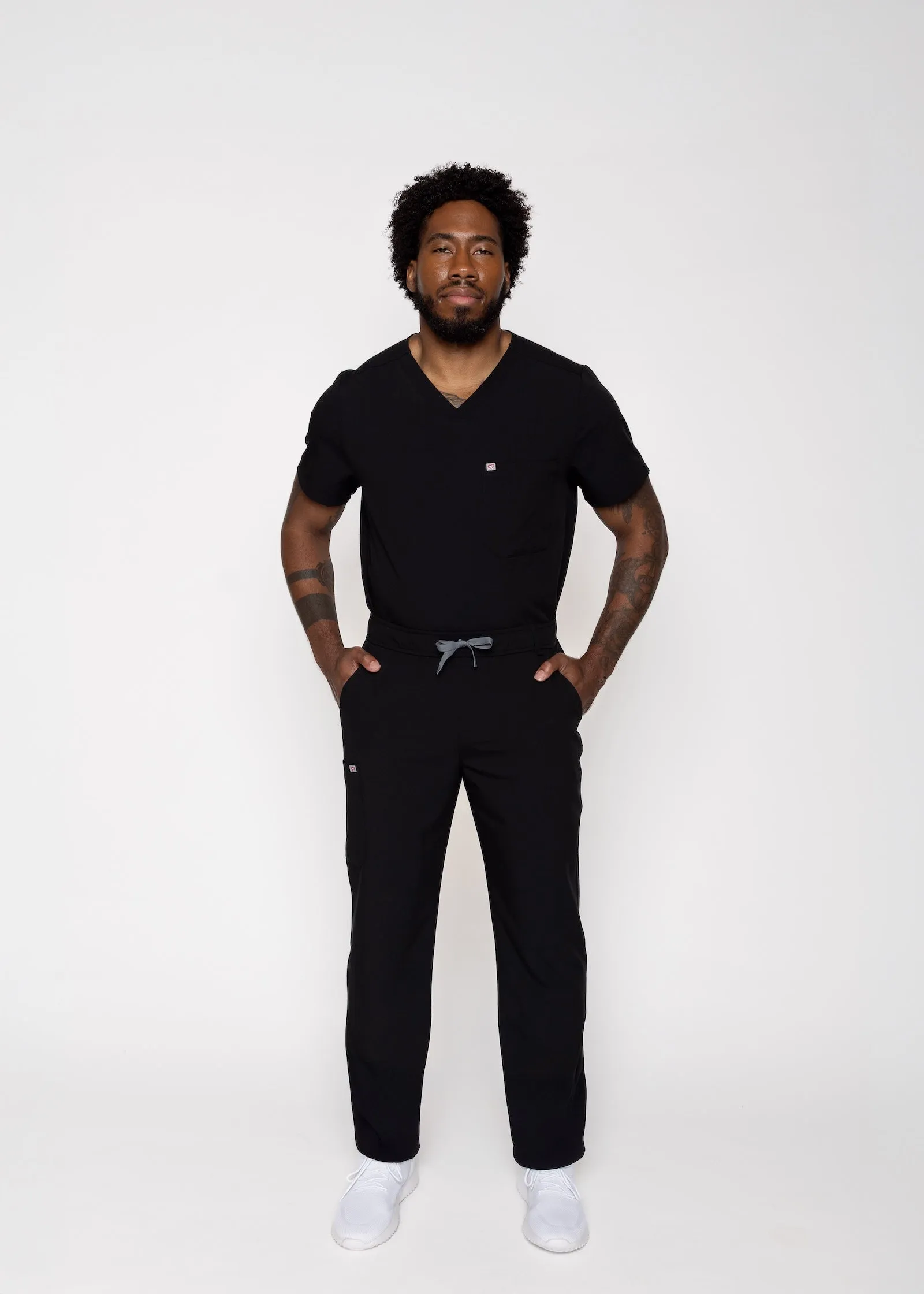 Paris One-Pocket Men's Black Scrub Top sold by Create Amor product image thumbnail 4