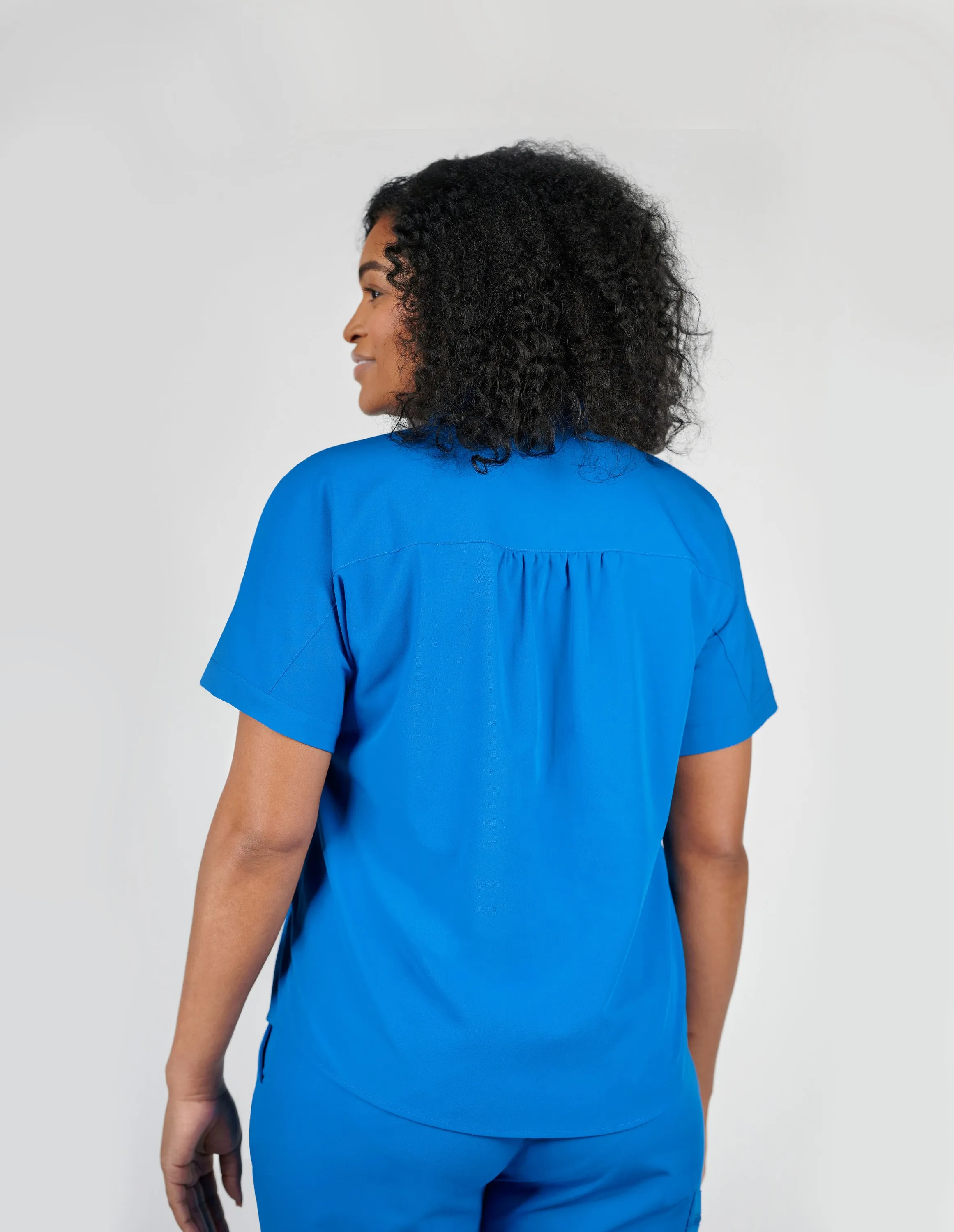 Orchid Three-Pocket Women's Royal Blue Scrub Top sold by Create Amor product image thumbnail 4