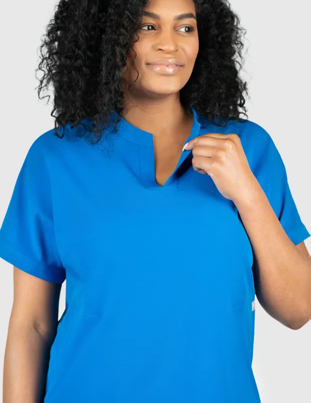 Orchid Three-Pocket Women's Royal Blue Scrub Top sold by Create Amor