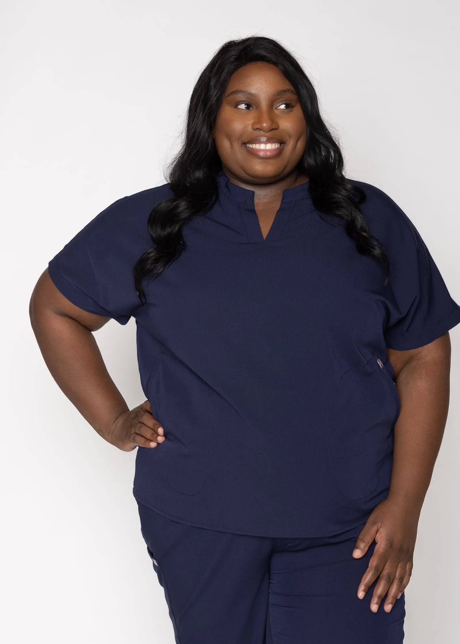 Orchid Three-Pocket Women's Navy Scrub Top sold by Create Amor product image thumbnail 5