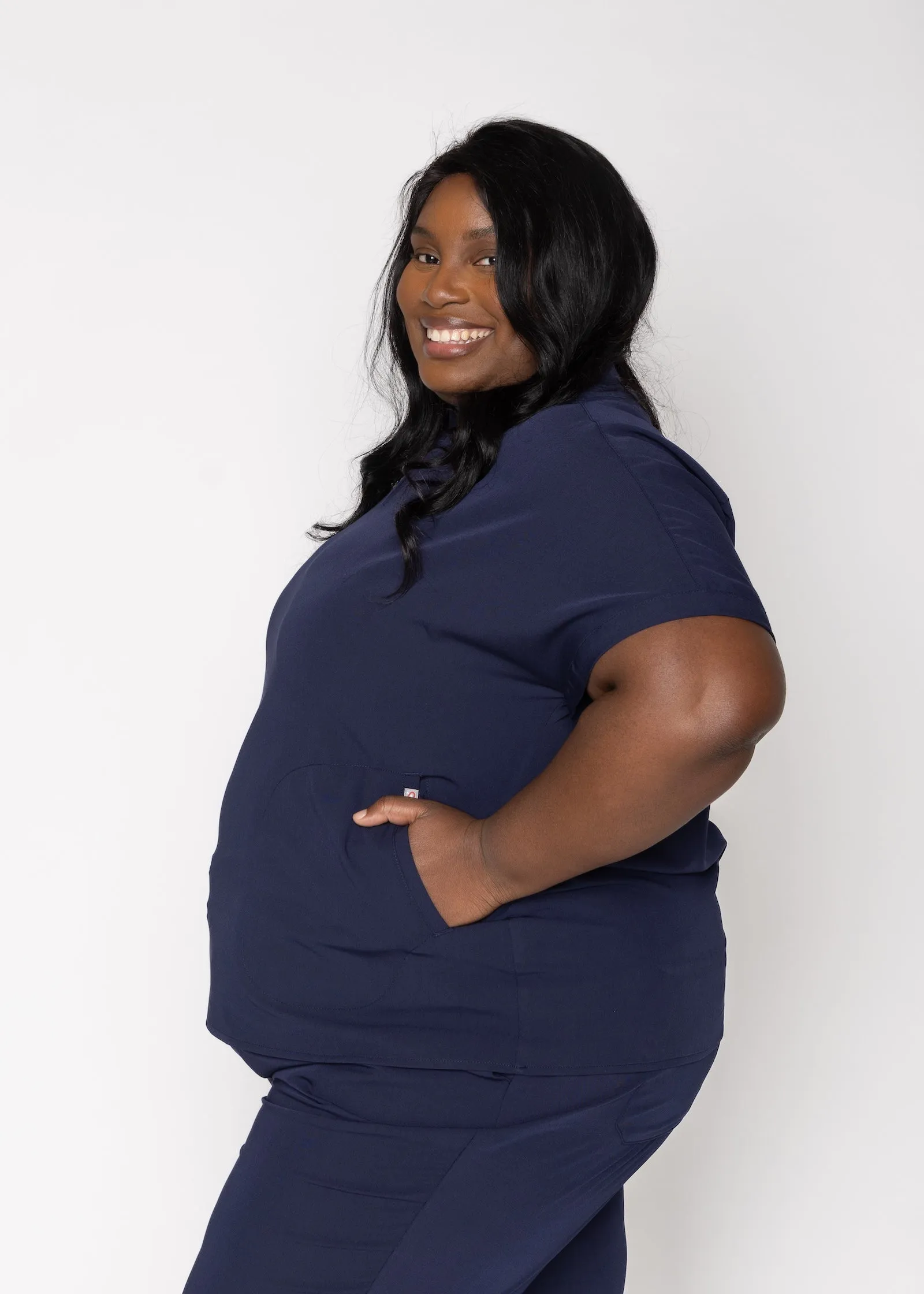 Orchid Three-Pocket Women's Navy Scrub Top sold by Create Amor product image thumbnail 4