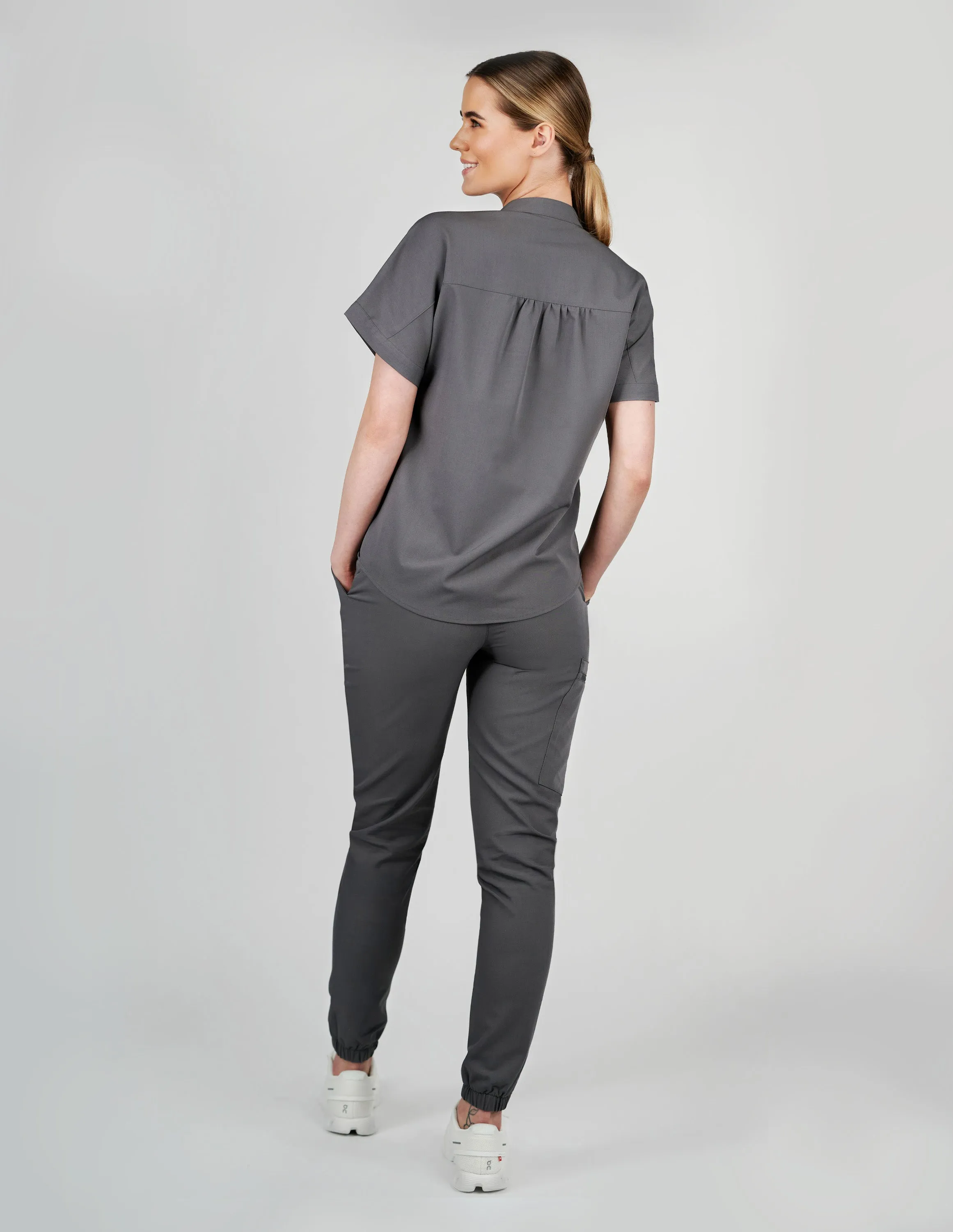 Orchid Three-Pocket Women's Charcoal Scrub Top sold by Create Amor product image thumbnail 2