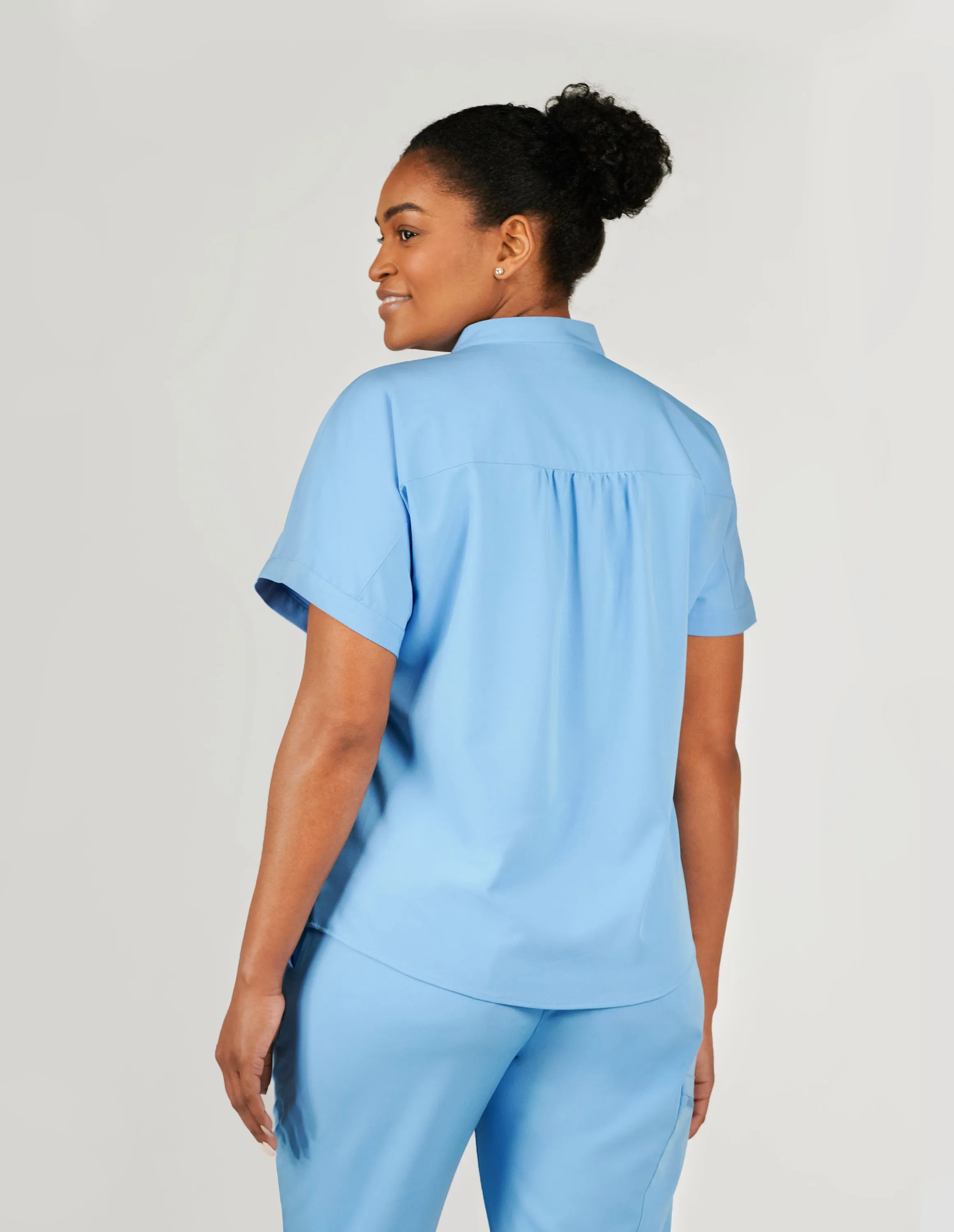 Orchid Three-Pocket Women's Ceil Blue Scrub Top sold by Create Amor product image thumbnail 3