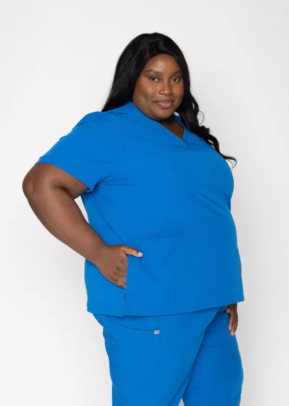 Iris Five-Pocket Women's Royal Blue Scrub Top sold by Create Amor