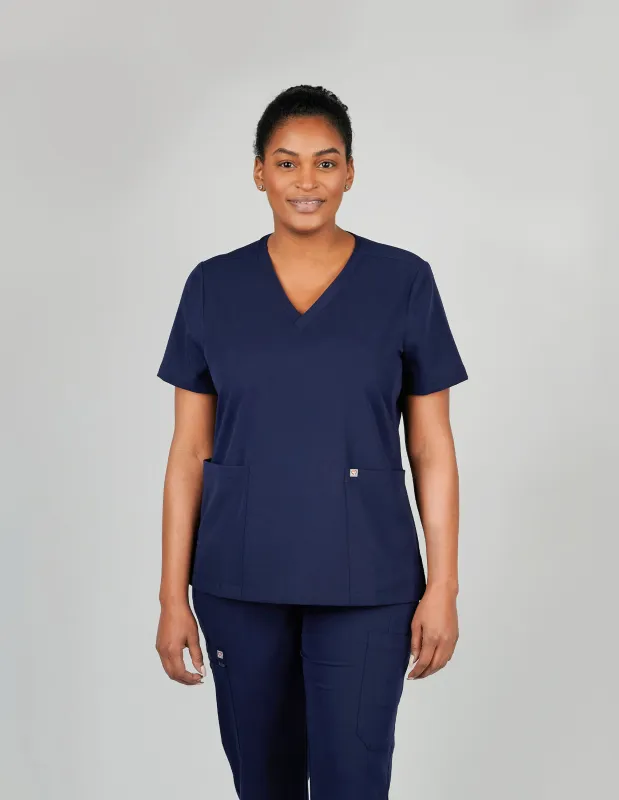Iris Five-Pocket Women's Navy Scrub Top sold by Create Amor