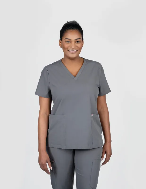 Iris Five-Pocket Women's Charcoal Scrub Top sold by Create Amor