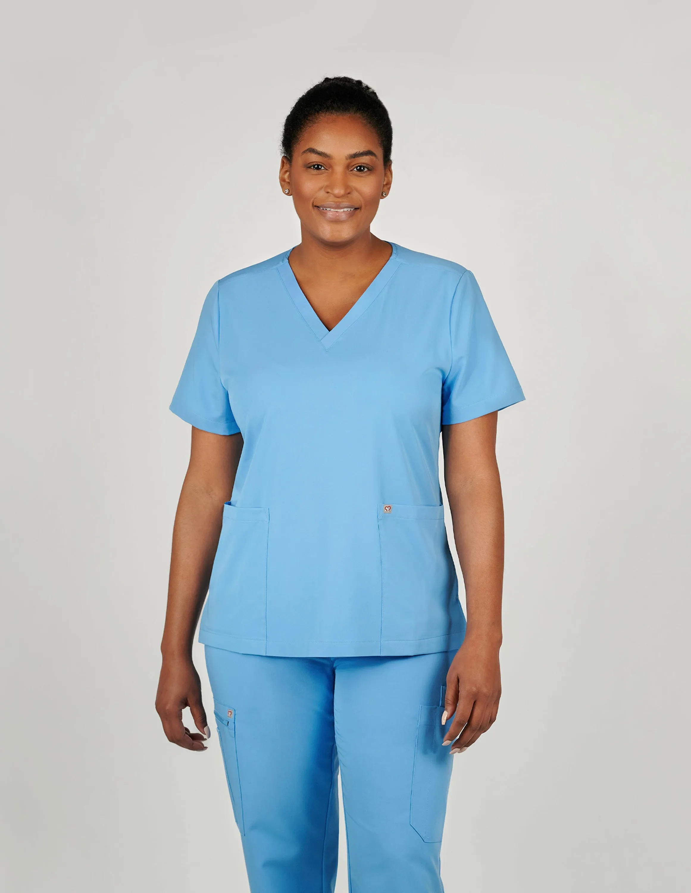 Iris Five-Pocket Women's Ceil Blue Scrub Top sold by Create Amor