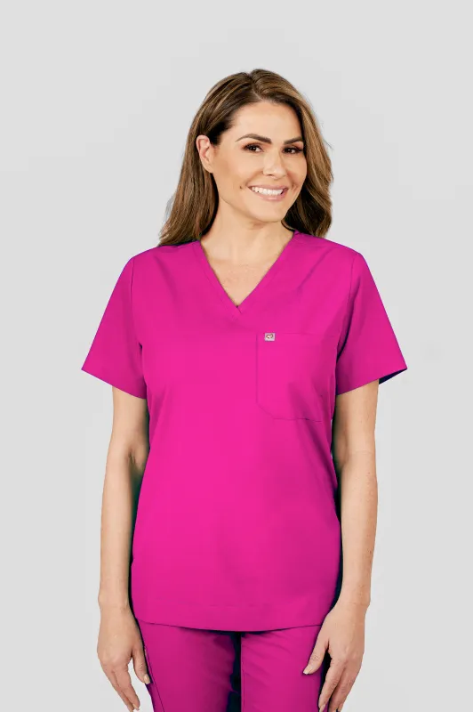 Rose One-Pocket Womens Pink Scrub Top made by Create Amor