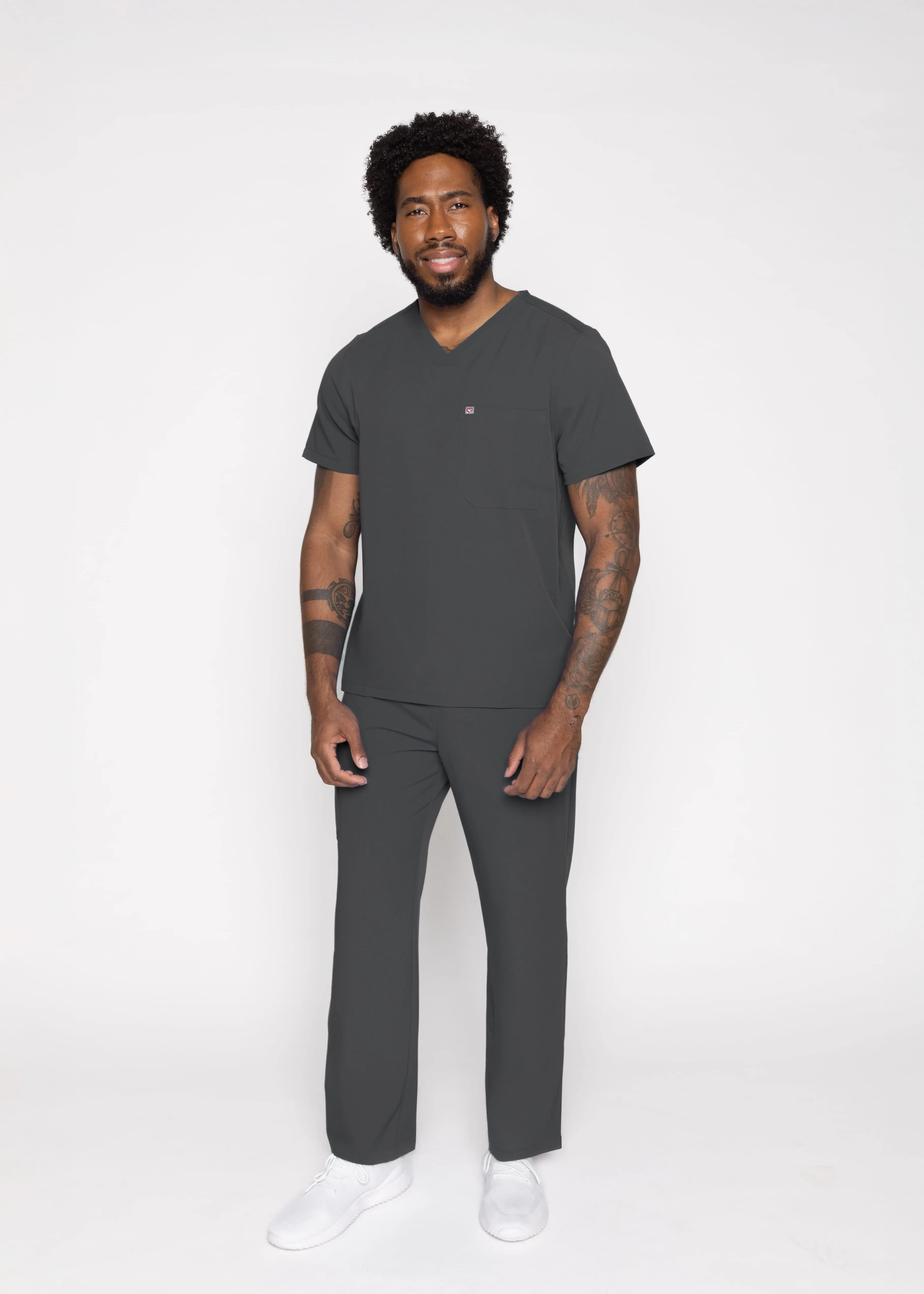 Paris One-Pocket Men's Pewter Scrub Top sold by Create Amor product image thumbnail 2