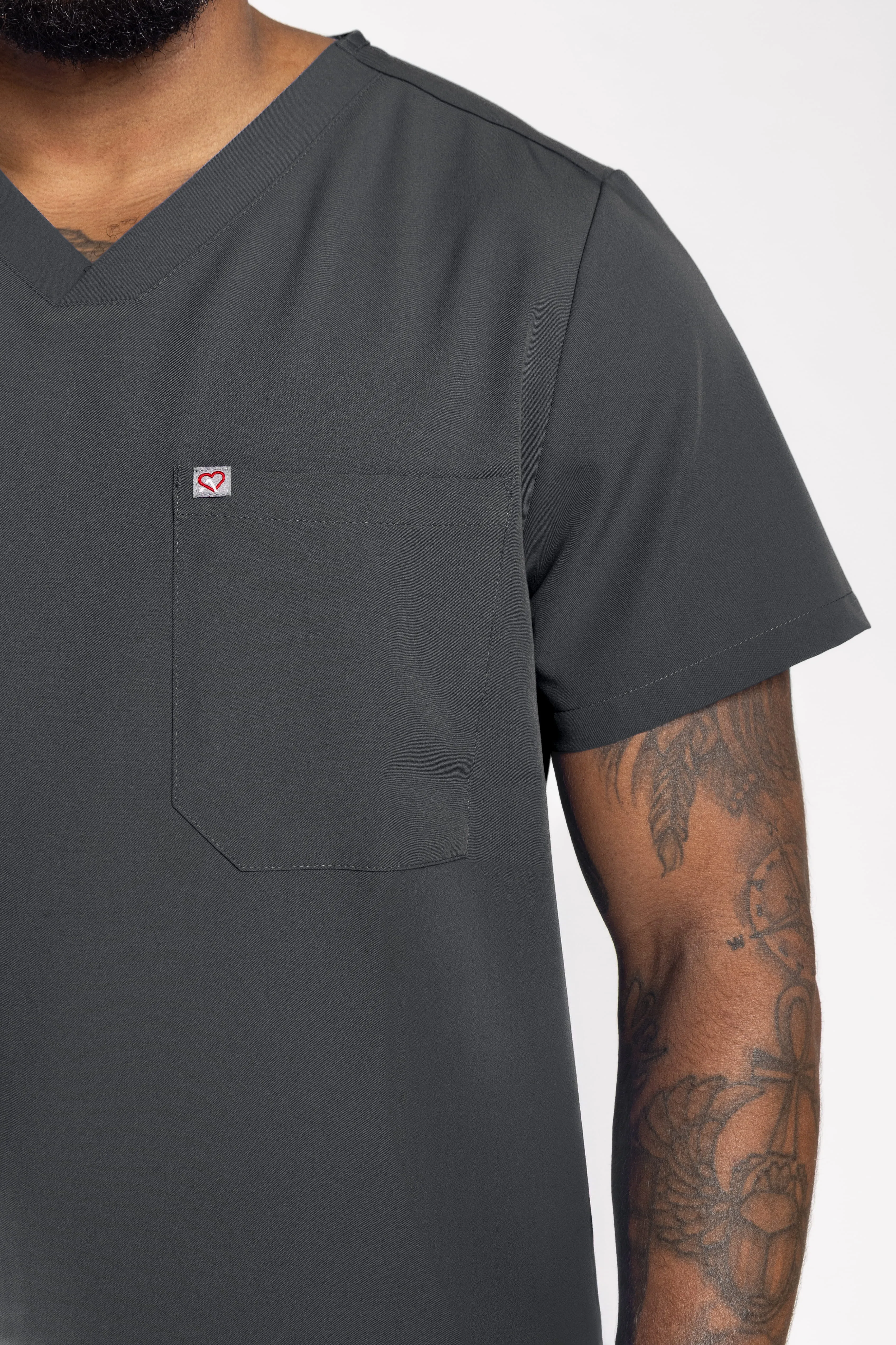 Paris One-Pocket Men's Pewter Scrub Top sold by Create Amor product image thumbnail 3