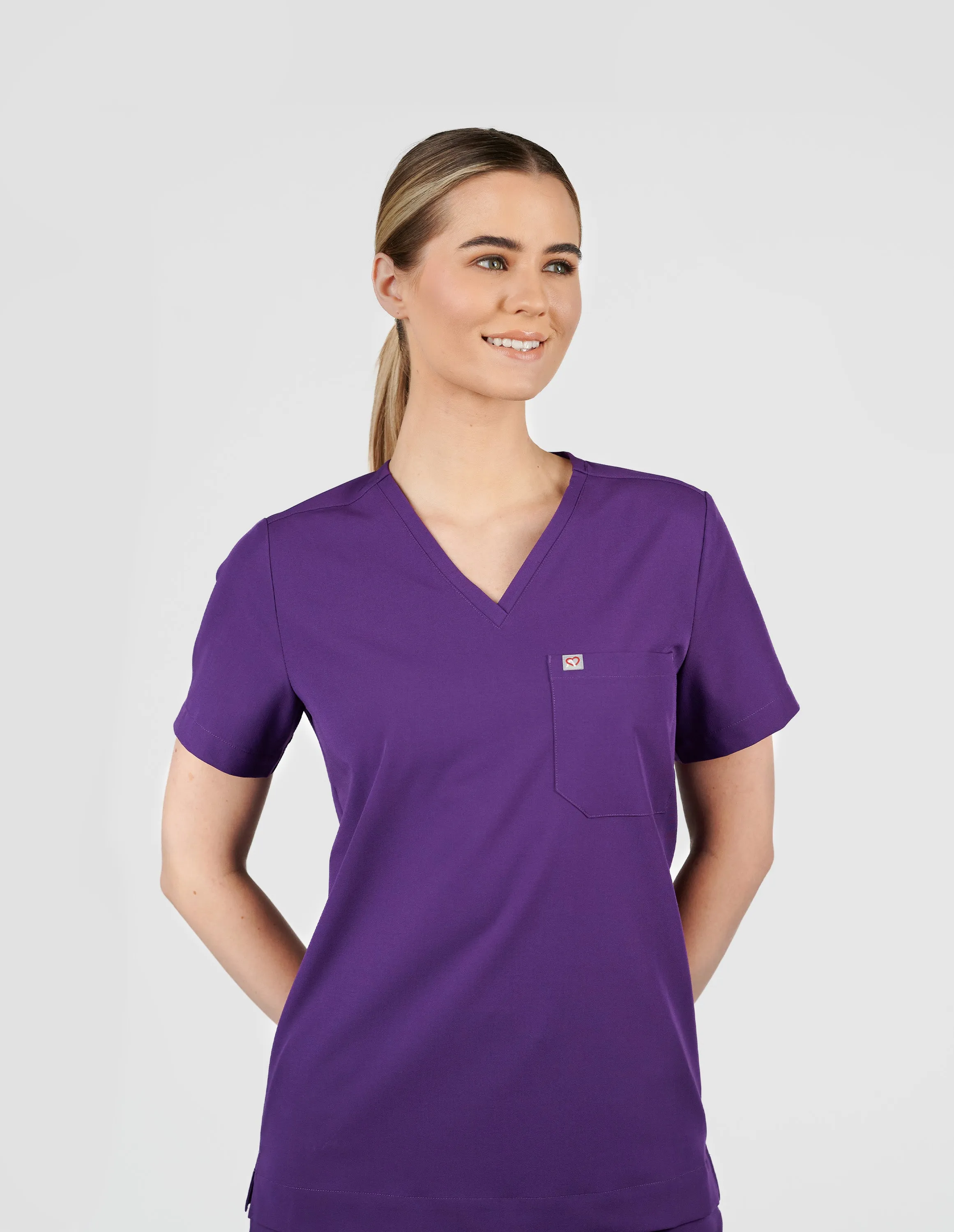 Rose One-Pocket Womens Purple Scrub Top sold by Create Amor product image thumbnail 2