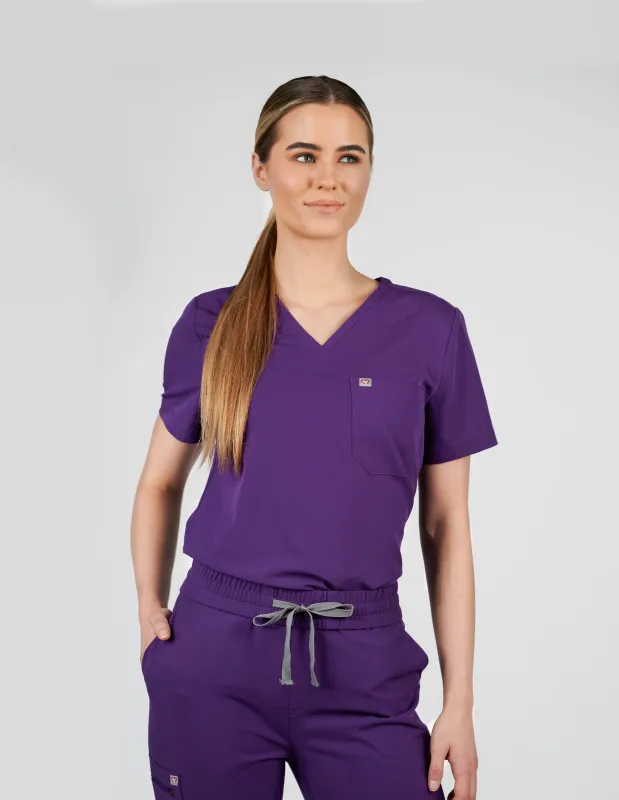 Rose One-Pocket Womens Purple Scrub Top sold by Create Amor