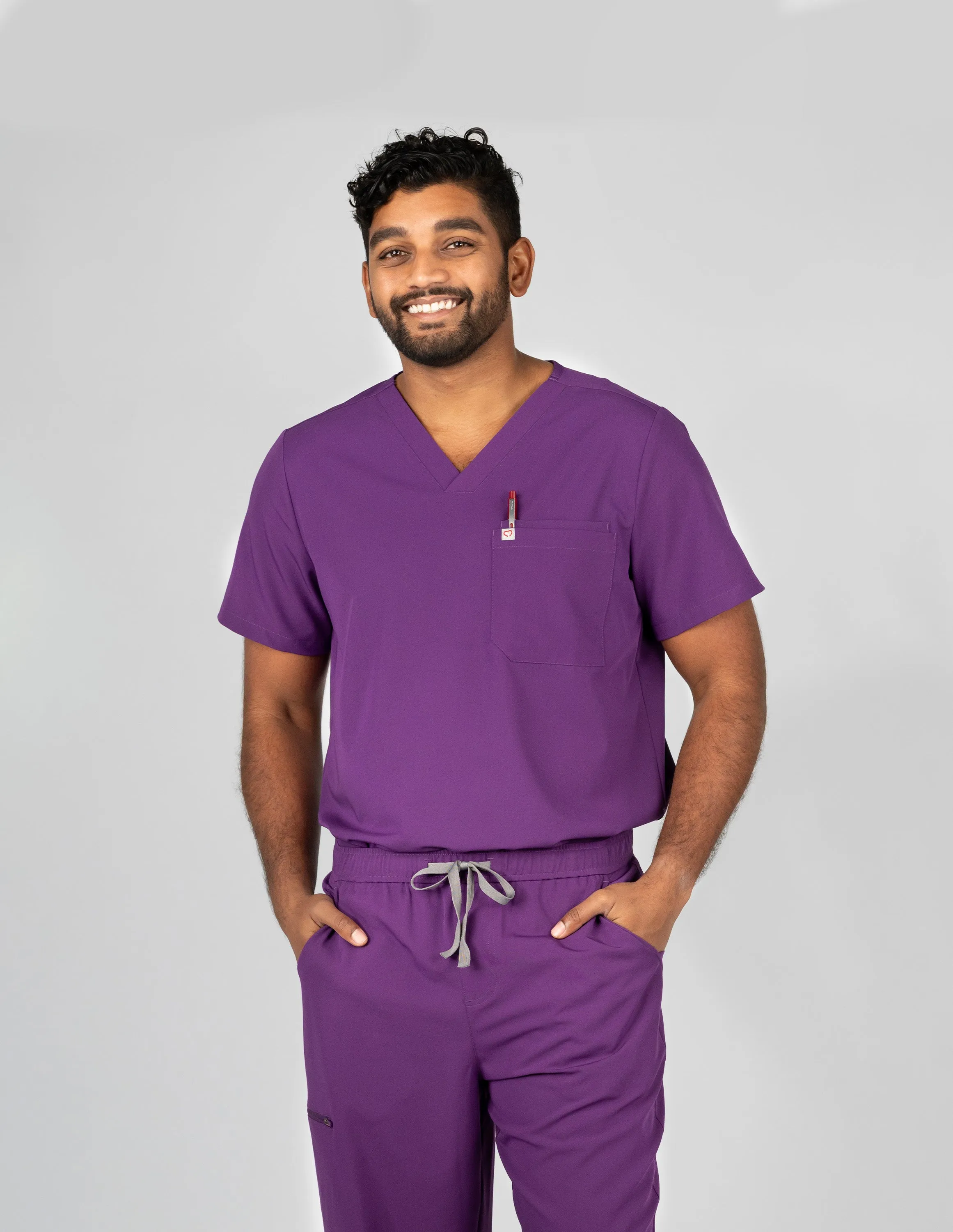 Paris One-Pocket Men's Purple Scrub Top sold by Create Amor