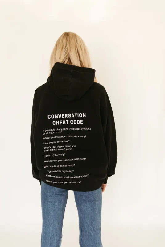 Conversation Cheat Code Hoodie Blk sold by Drop Jewelry Co.