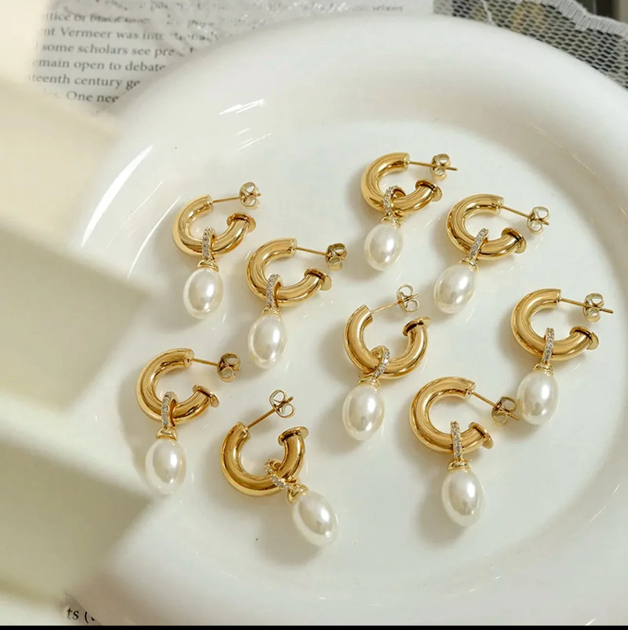 Pearl Drop Earrings sold by Drop Jewelry Co. product image thumbnail 3