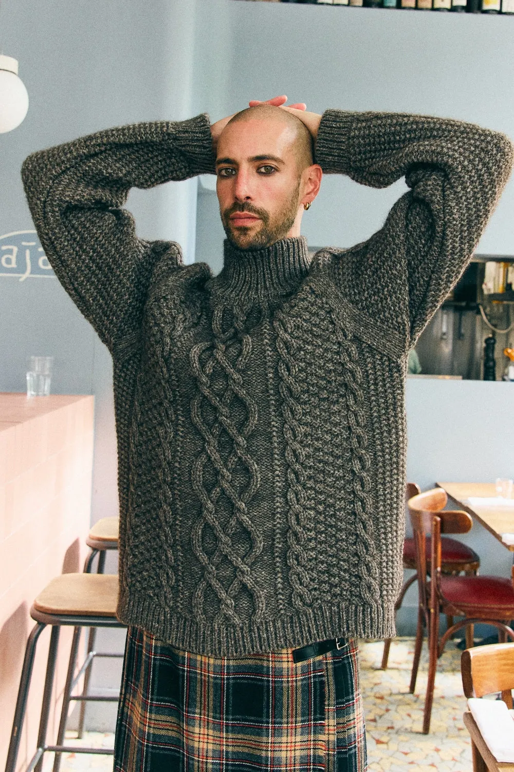 PATTI Oversize Cable Sweater in Yak Wool by Love&Dress x L'Envers - Brown sold by L’ENVERS