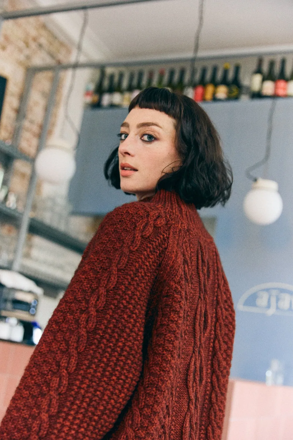 PATTI Oversize Cable Sweater in Yak Wool by Love&Dress x L'Envers - Rust Red sold by L’ENVERS product image thumbnail 3