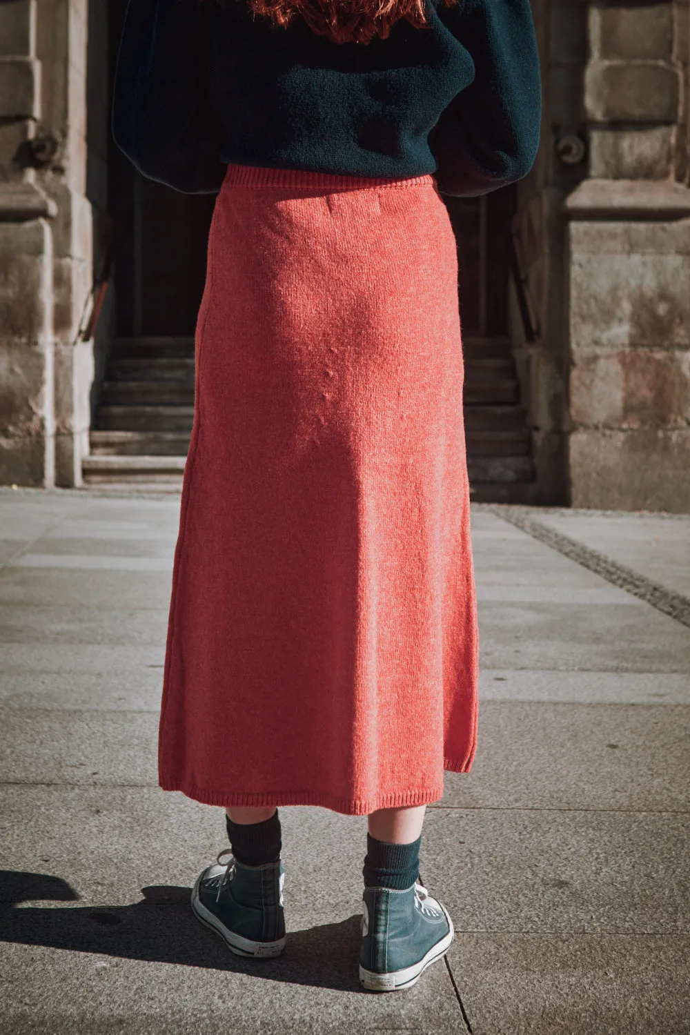 AUGUSTINE Flare Skirt in Merino Wool - Coral sold by L’ENVERS product image thumbnail 3