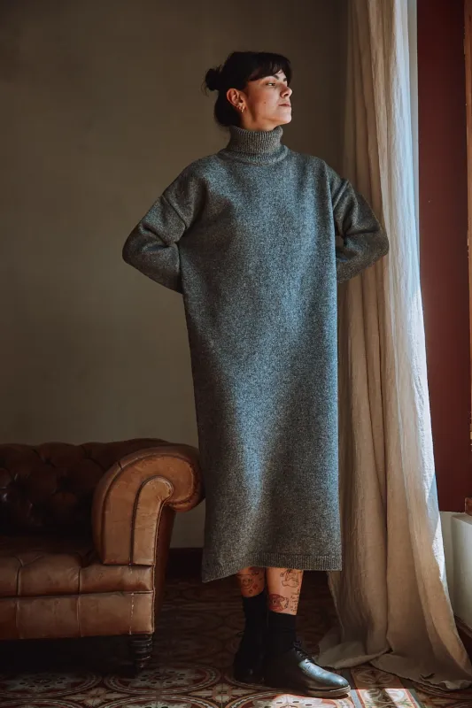 FREYA Knit Dress in Merino Wool - Ash Grey sold by L’ENVERS
