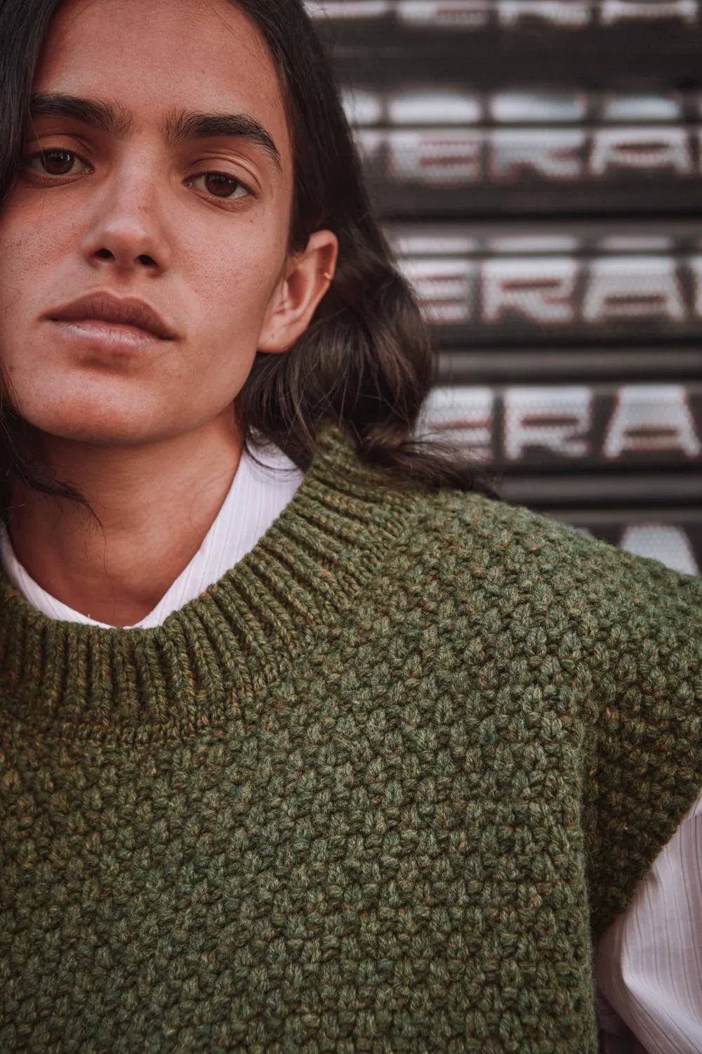 MAIA Sleeveless Sweater in Merino Wool - Olive Green sold by L’ENVERS product image thumbnail 2