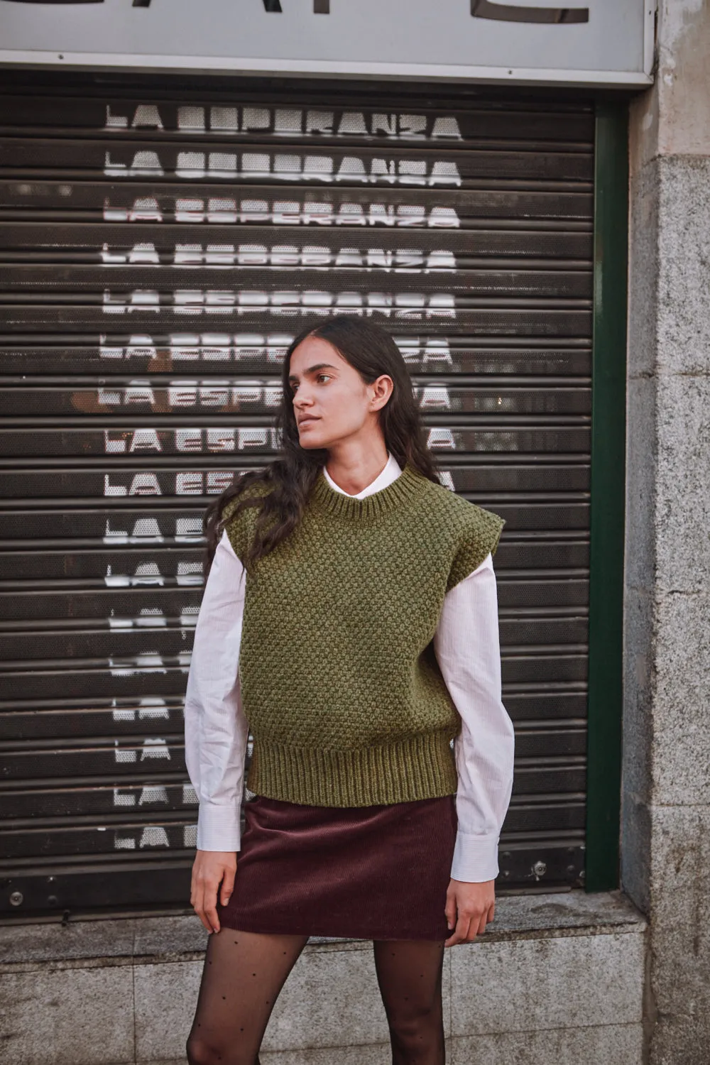 MAIA Sleeveless Sweater in Merino Wool - Olive Green sold by L’ENVERS product image thumbnail 4