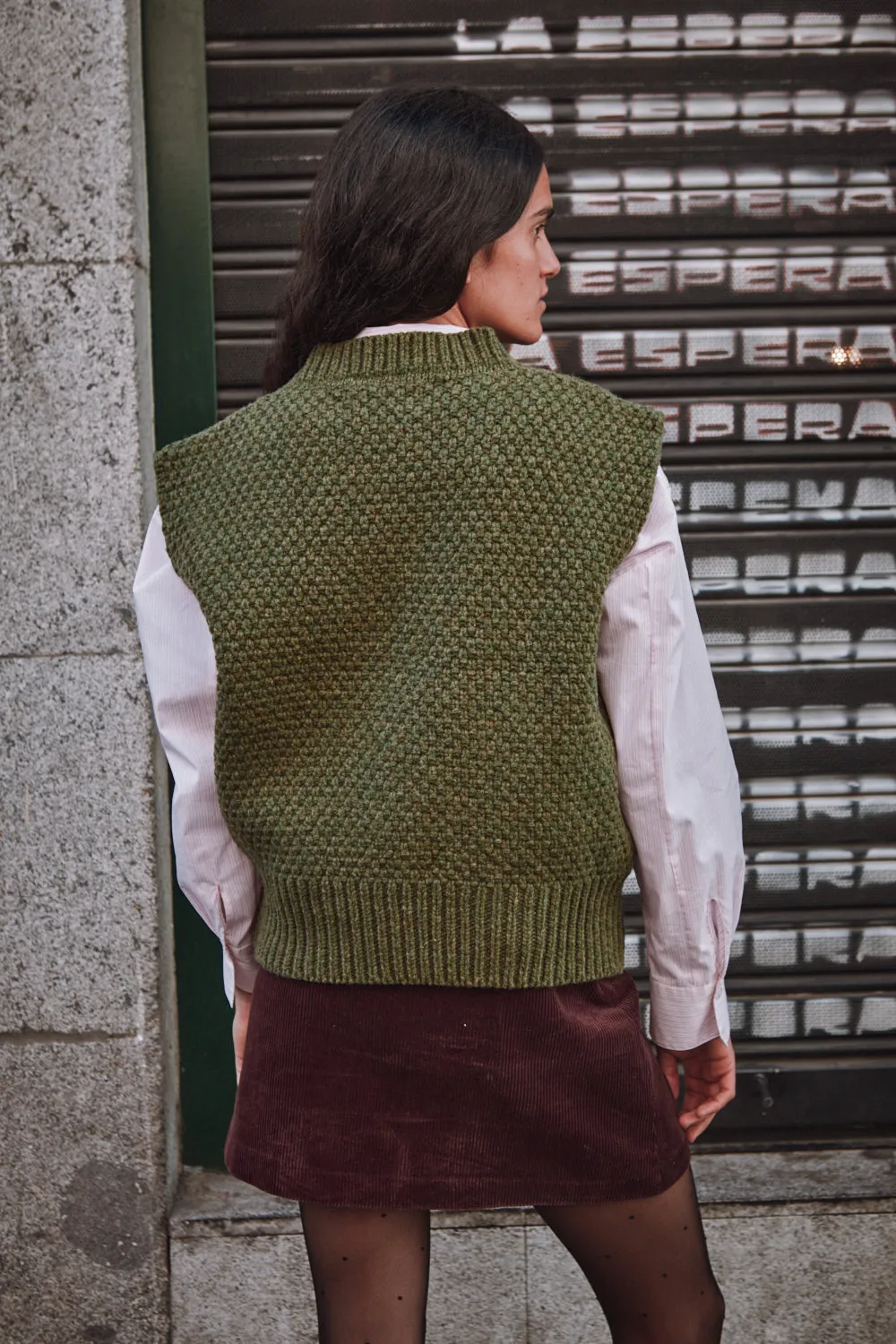 MAIA Sleeveless Sweater in Merino Wool - Olive Green sold by L’ENVERS product image thumbnail 5