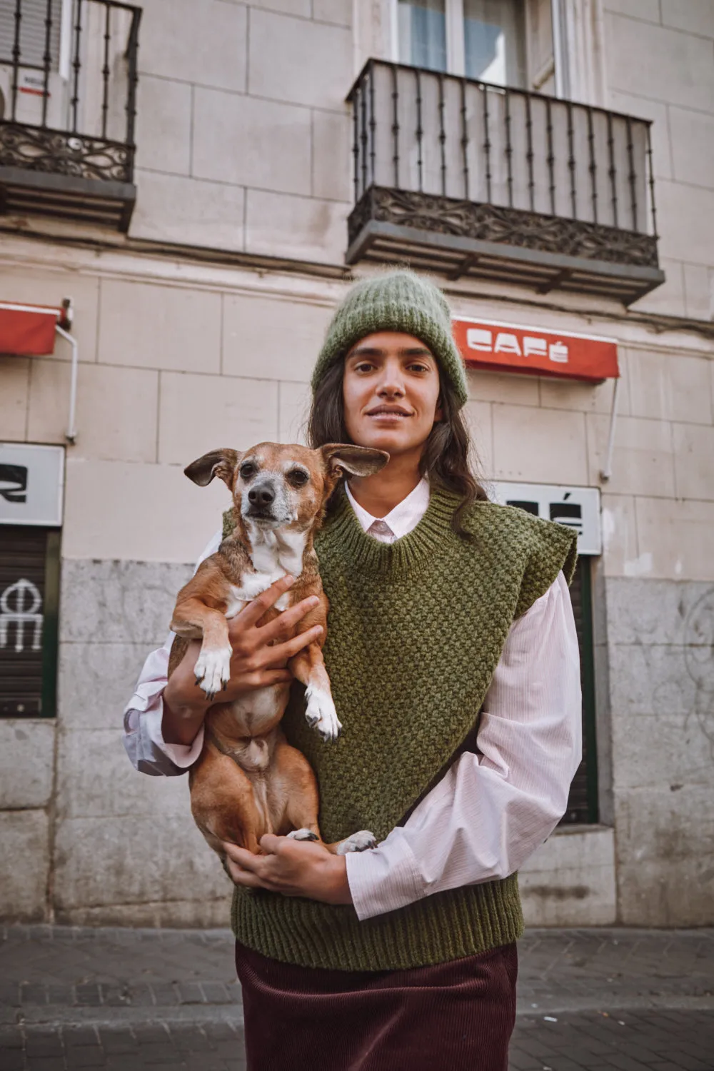 MAIA Sleeveless Sweater in Merino Wool - Olive Green sold by L’ENVERS