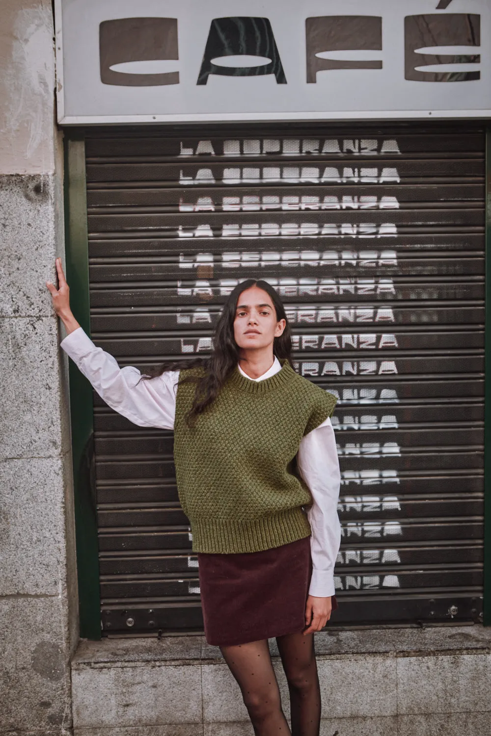 MAIA Sleeveless Sweater in Merino Wool - Olive Green sold by L’ENVERS product image thumbnail 3