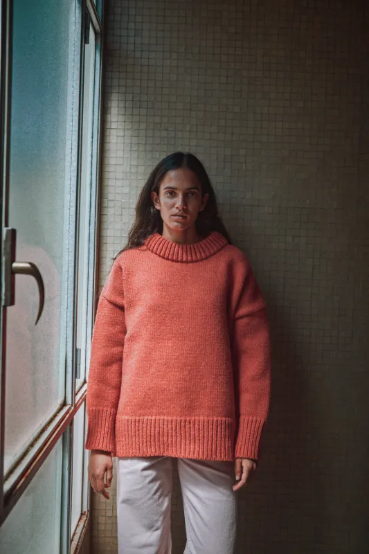 STEPHANIE Oversize Sweater in Merino Wool - Coral sold by L’ENVERS