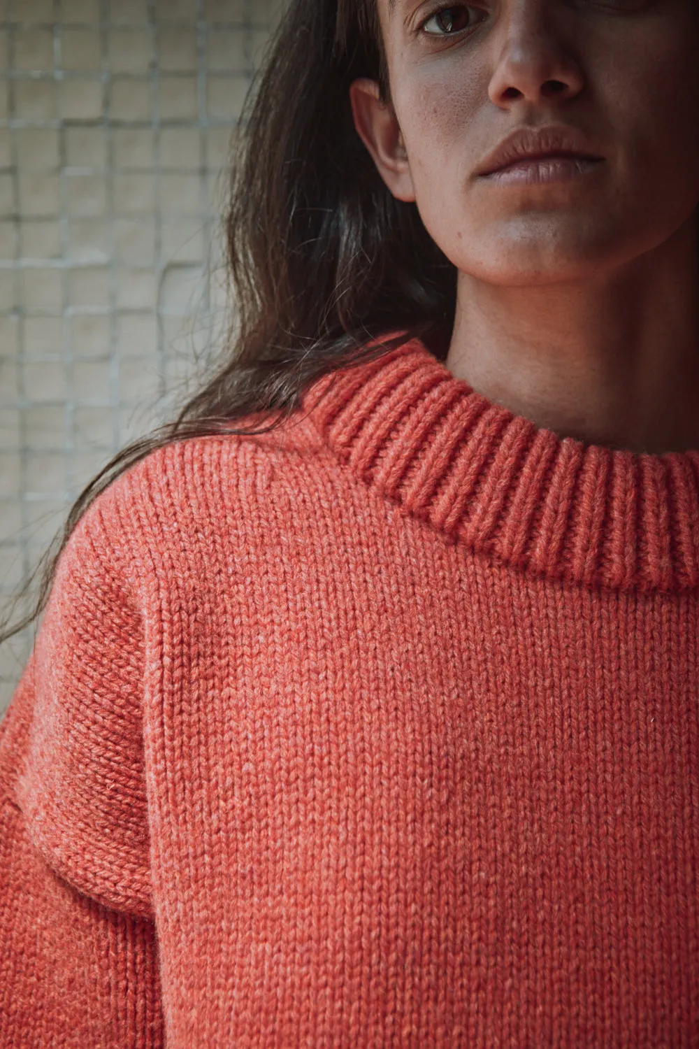 STEPHANIE Oversize Sweater in Merino Wool - Coral sold by L’ENVERS product image thumbnail 2