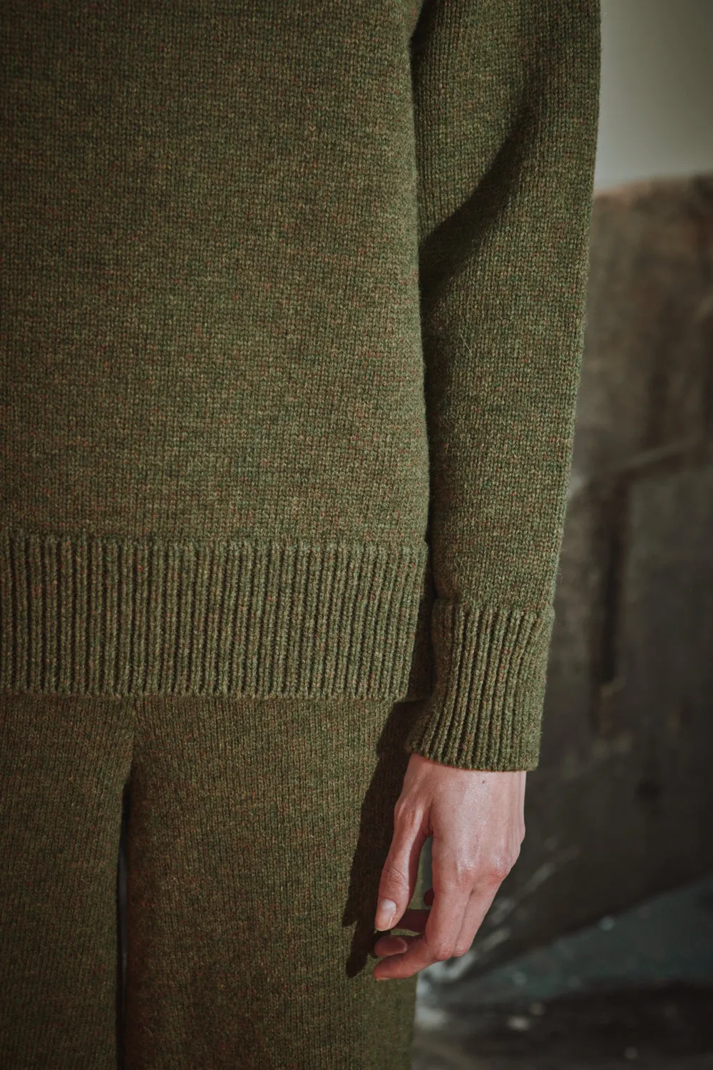 THERESE Turtleneck Sweater in Merino Wool - Olive Green sold by L’ENVERS product image thumbnail 5