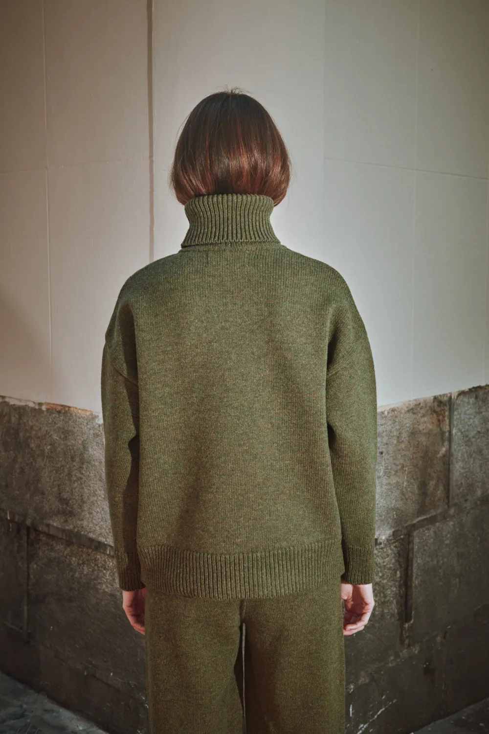 THERESE Turtleneck Sweater in Merino Wool - Olive Green sold by L’ENVERS product image thumbnail 4