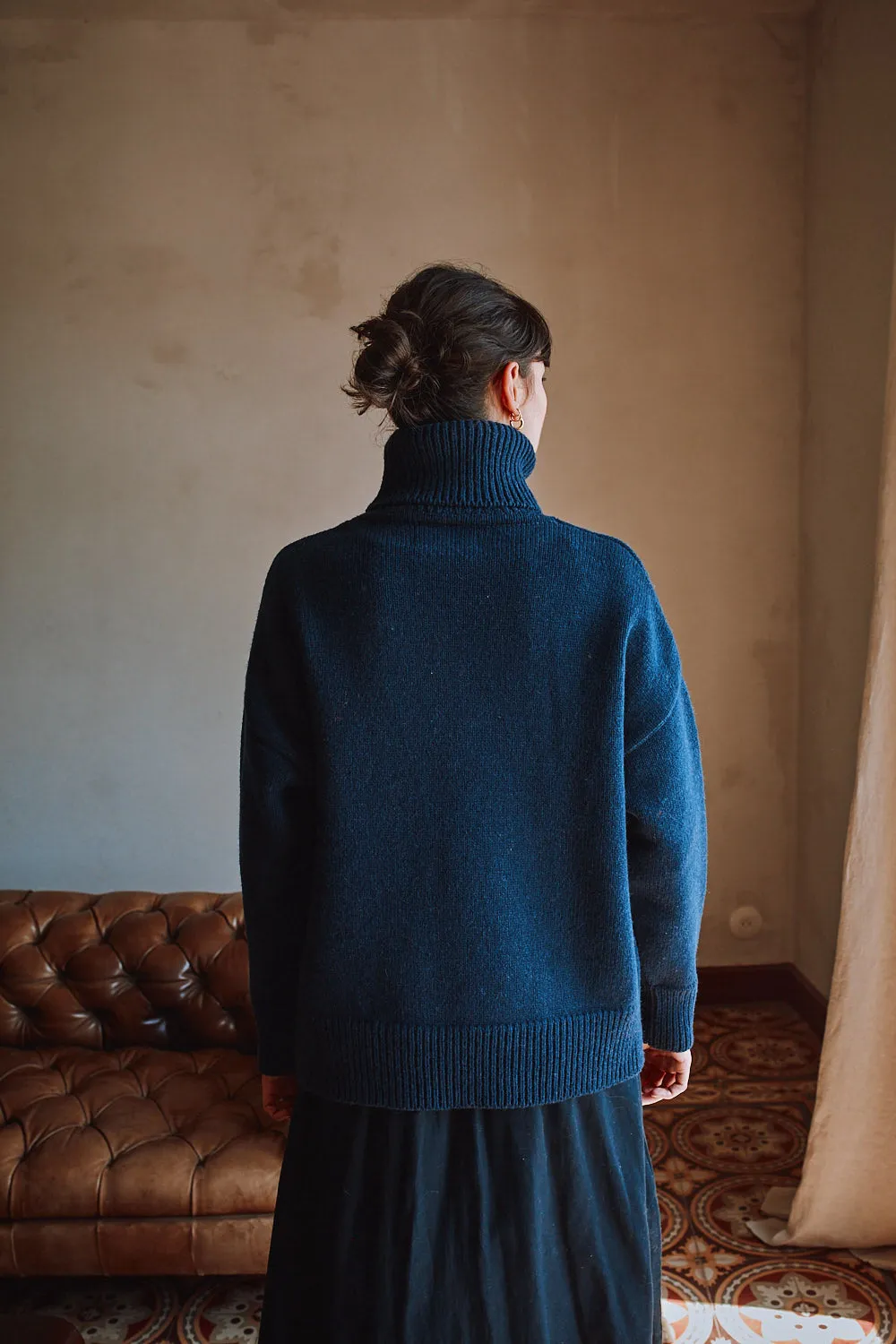 THERESE Turtleneck Sweater in Merino Wool - Navy sold by L’ENVERS product image thumbnail 4