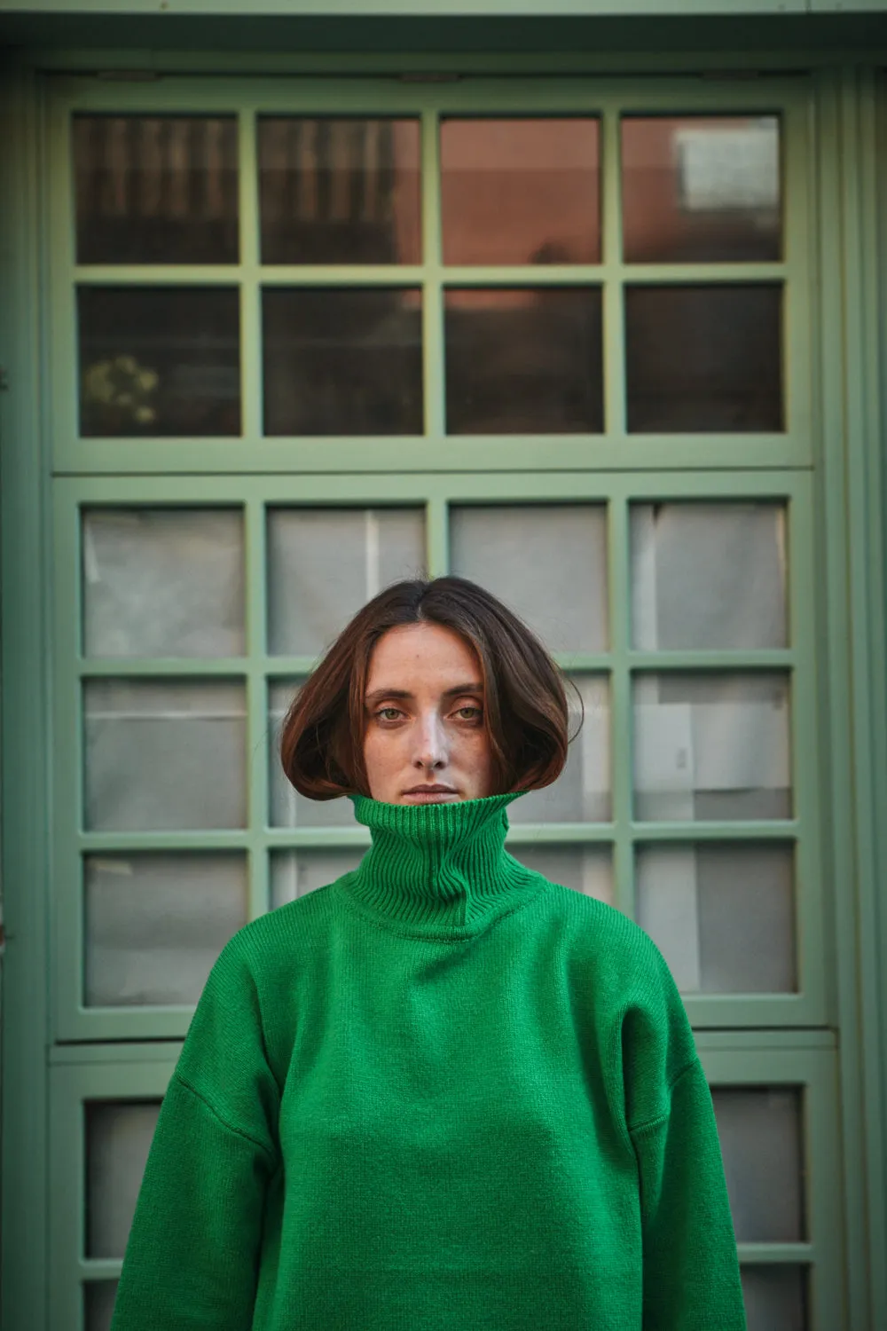 MICHELLE Lightweight Turtleneck Sweater in Merino Wool - Parrot Green sold by L’ENVERS product image thumbnail 5