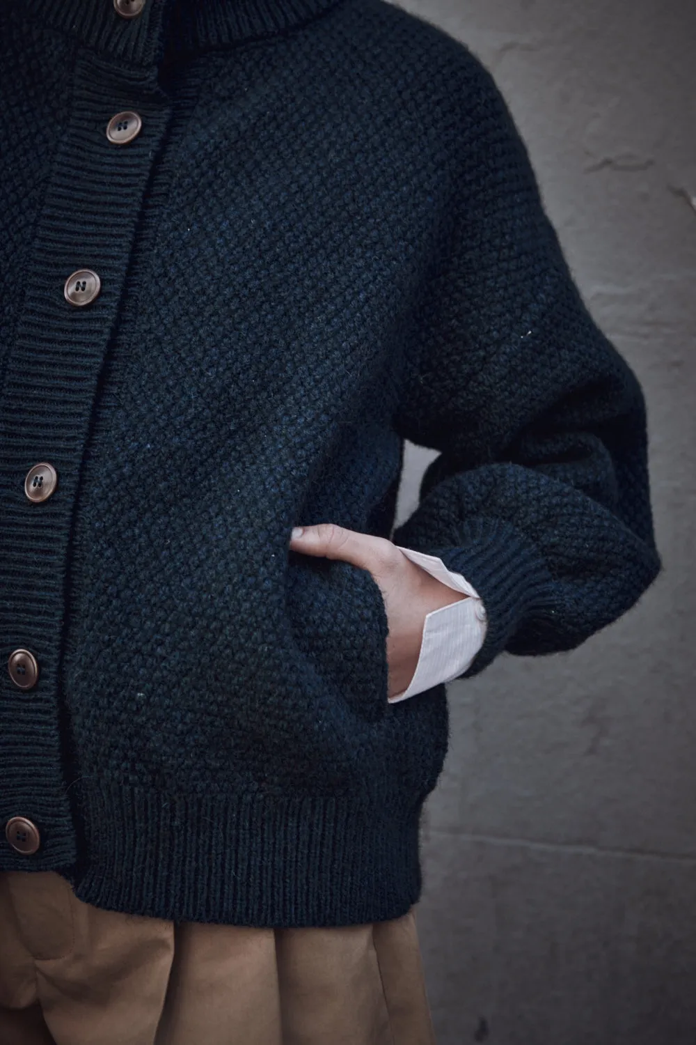 GEORGE High-Neck Cardigan Jacket in Yak-Merino Wool - Midnight Blue sold by L’ENVERS product image thumbnail 5