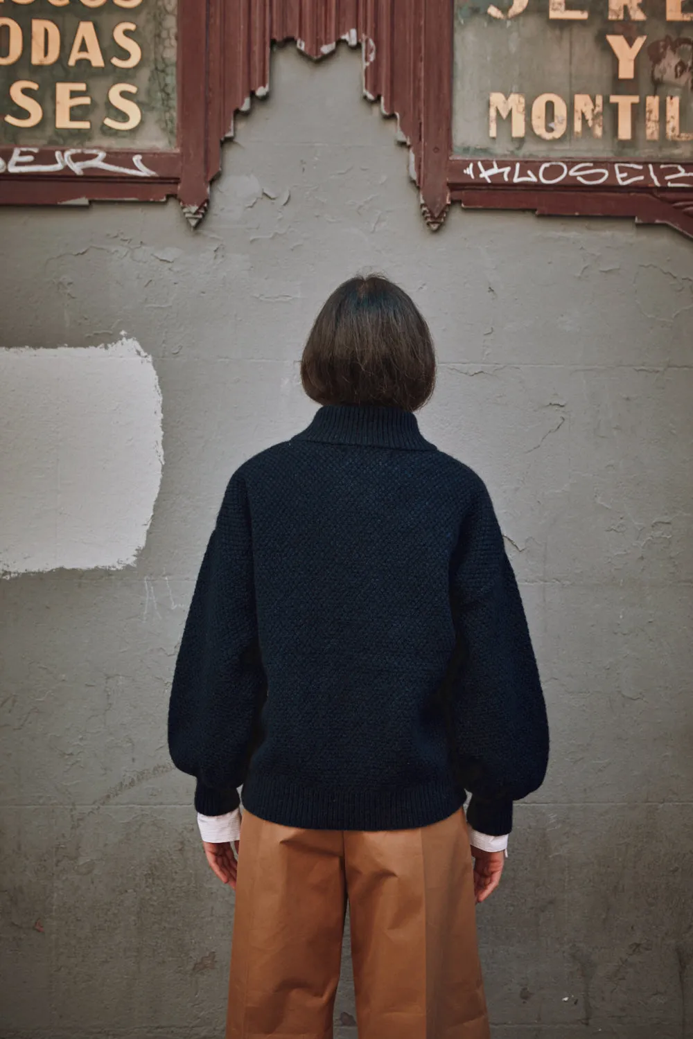 GEORGE High-Neck Cardigan Jacket in Yak-Merino Wool - Midnight Blue sold by L’ENVERS product image thumbnail 3