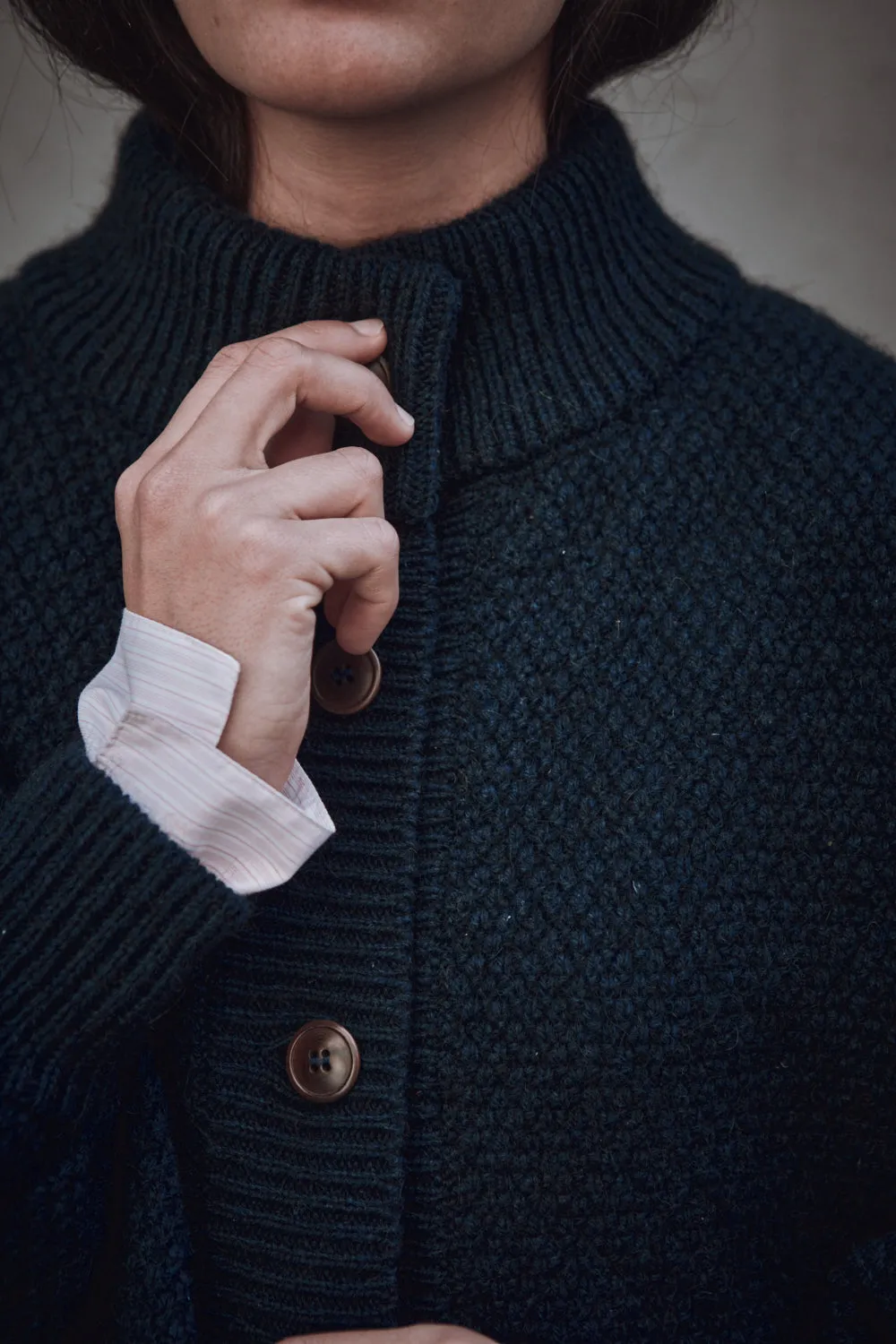 GEORGE High-Neck Cardigan Jacket in Yak-Merino Wool - Midnight Blue sold by L’ENVERS product image thumbnail 4