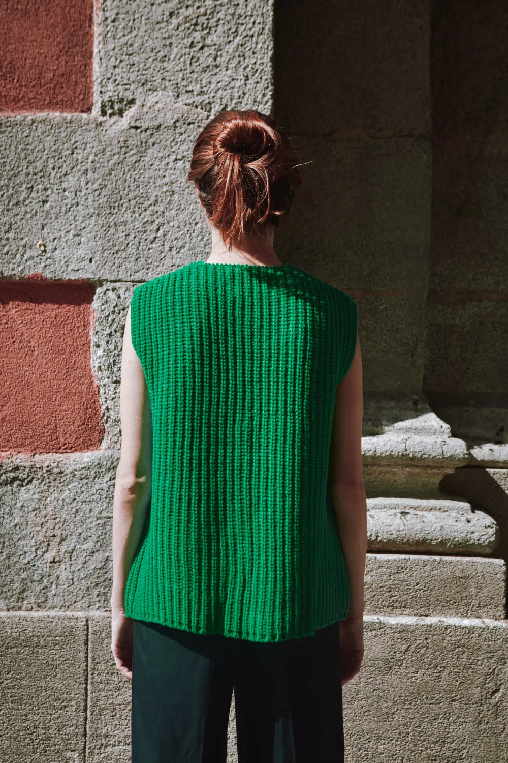 VERA Sleeveless Vest in Merino Wool - Parrot Green sold by L’ENVERS product image thumbnail 4